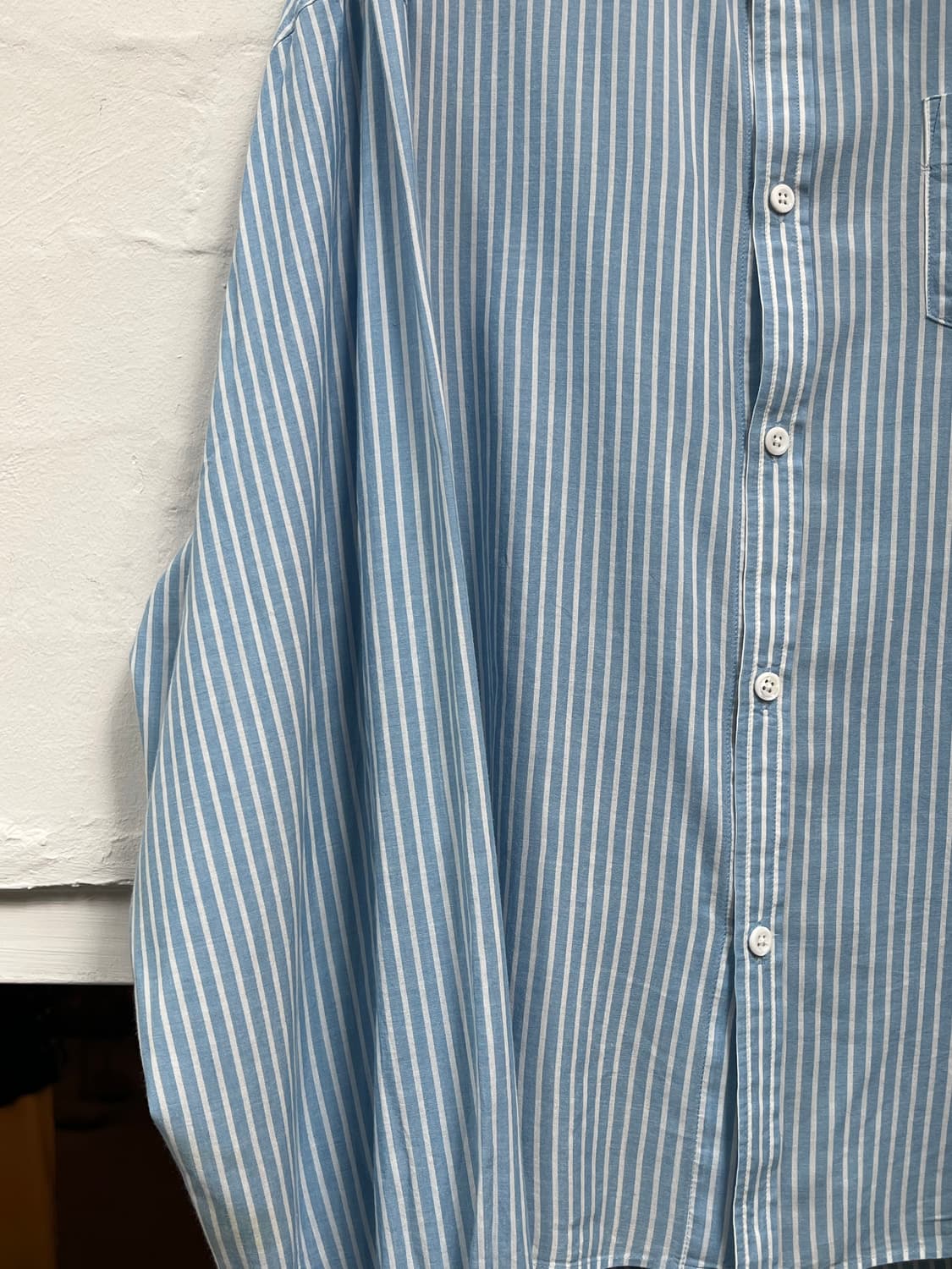 Digawel 실크 스트라이프 블루 크롭 셔츠 2 상품이미지5