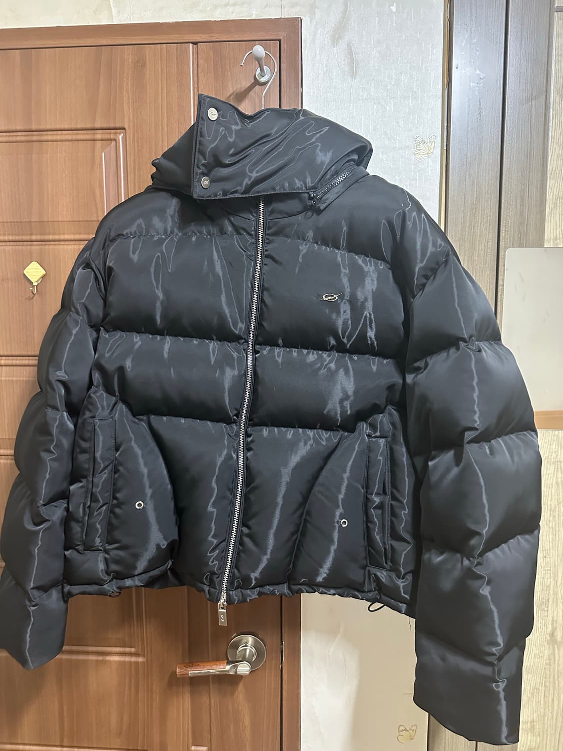 Tunnel Lining hoodie down jacket - Black 상품이미지2