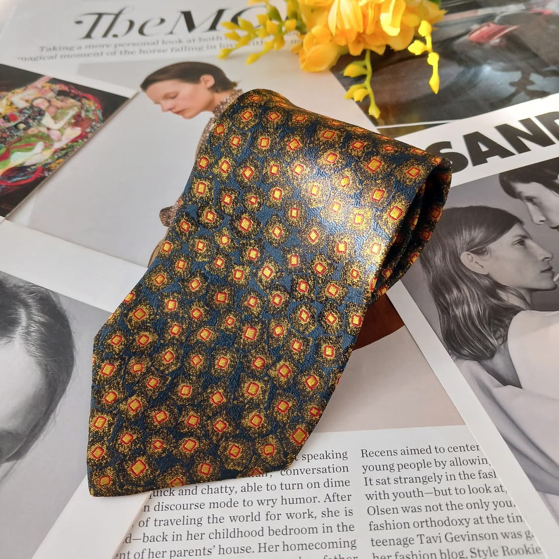 샤를 주르당 실크 기하 패턴 넥타이 9.6cm A+등급 A19166
 상품이미지2