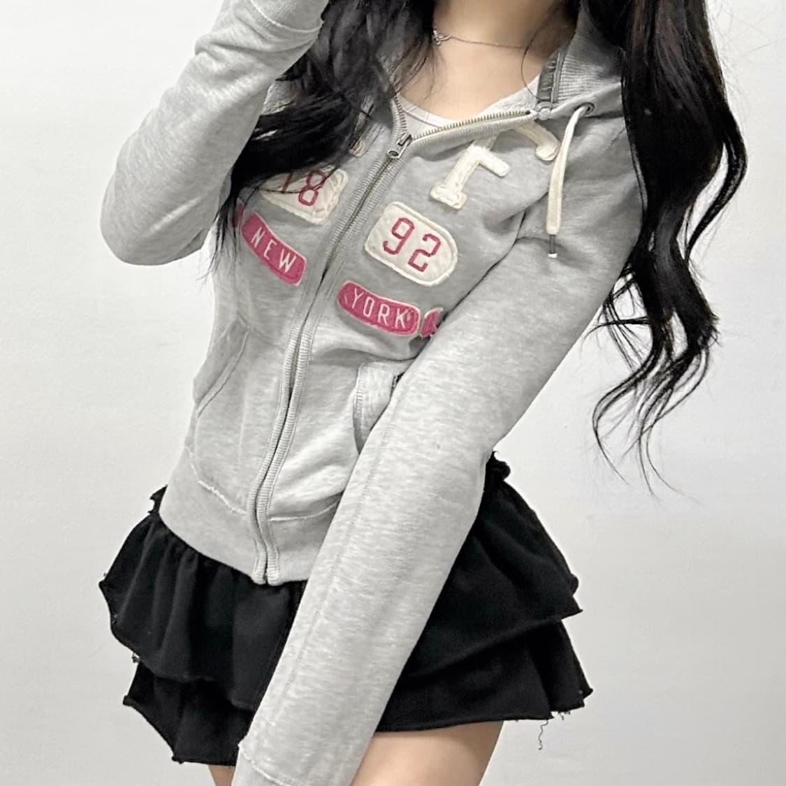 초희귀 대대장 아베크롬비 딱붙핏 후드집업 s 멜란지 그레이 상품이미지2