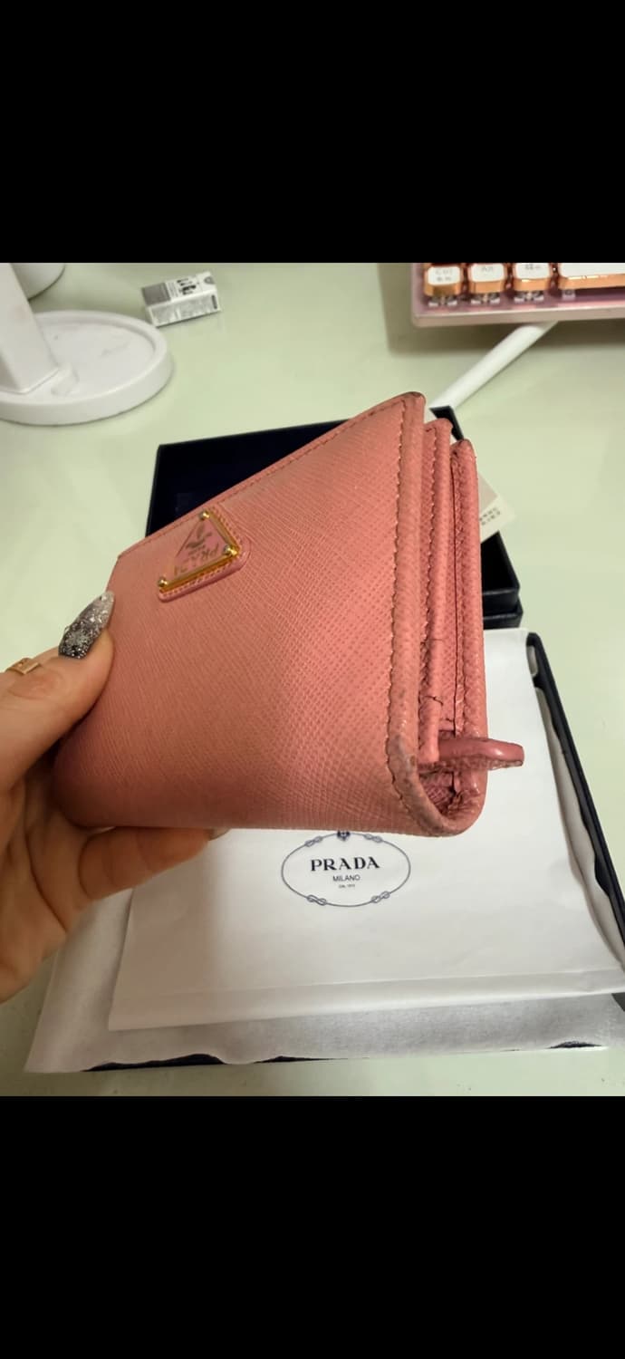 프라다 사피아노 트라이앵글 로고 반지갑 핑크 상품이미지4