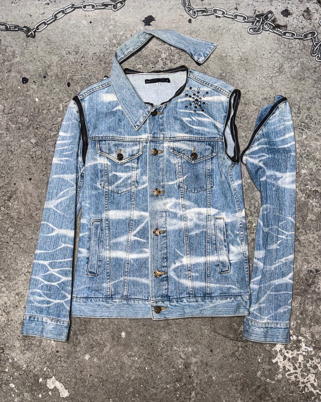 Bleached Stud Detail Denim Jacket 상품이미지6