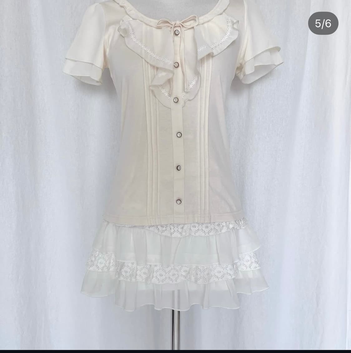 무드브릿지 빈티지 로걀탑 히메 갸루 러블리 프릴 블라우스 상품이미지4