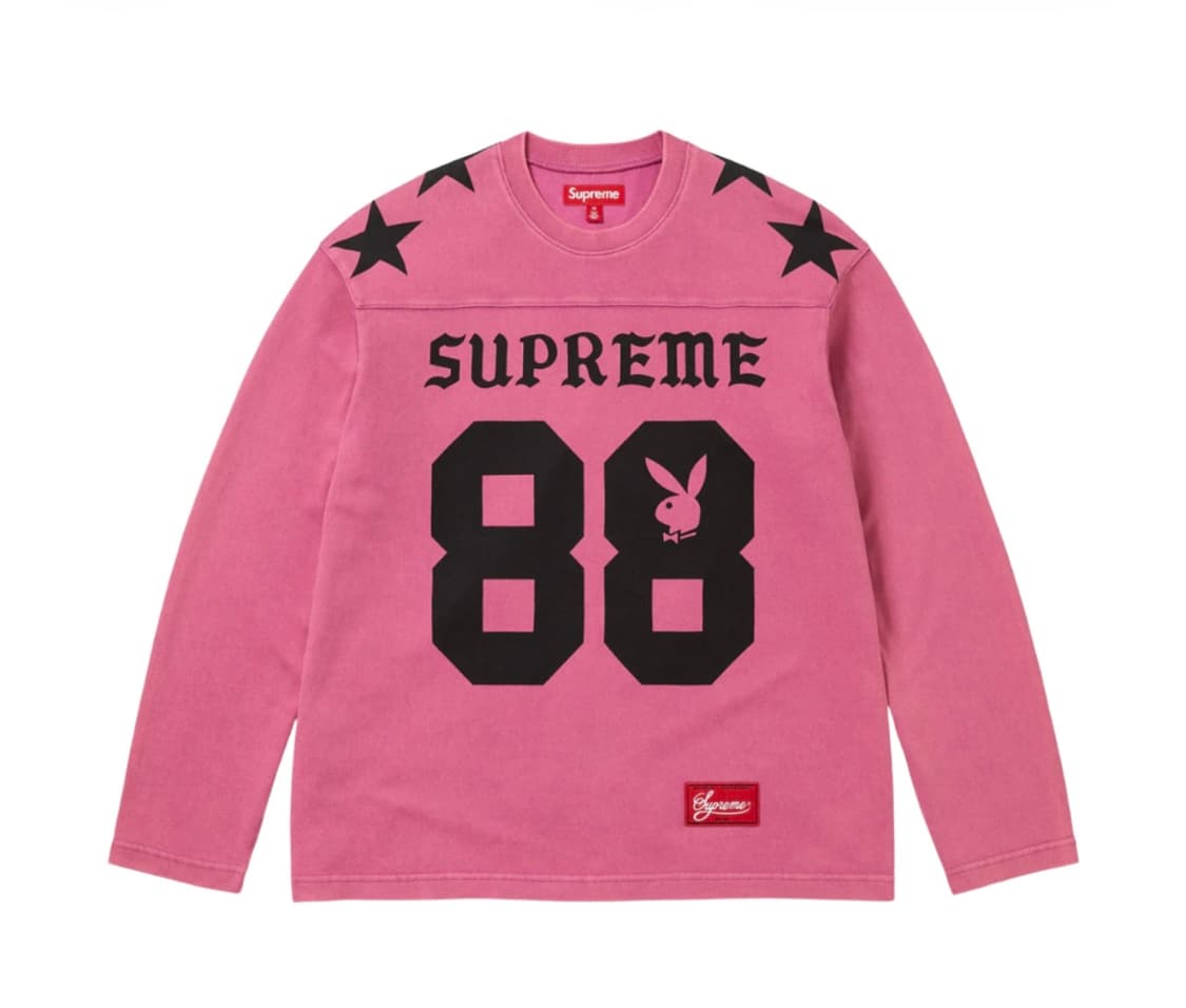 슈프림 x 플레이보이 롱슬리브 풋볼 탑 핑크 XL 상품이미지1
