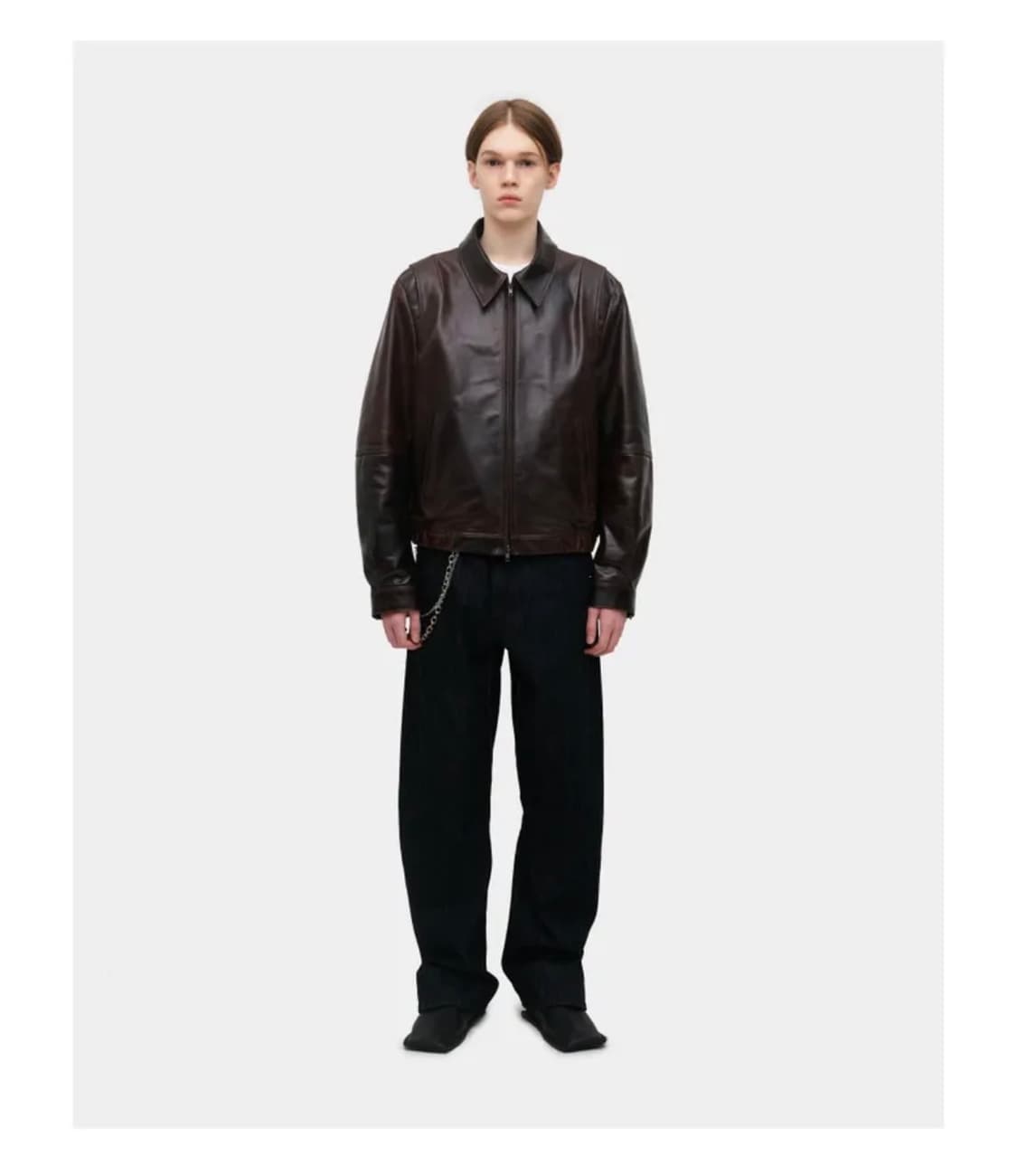 쿠어 램스킨 풀업 왁시드 아웃로 점퍼 (카버넷) 상품이미지2