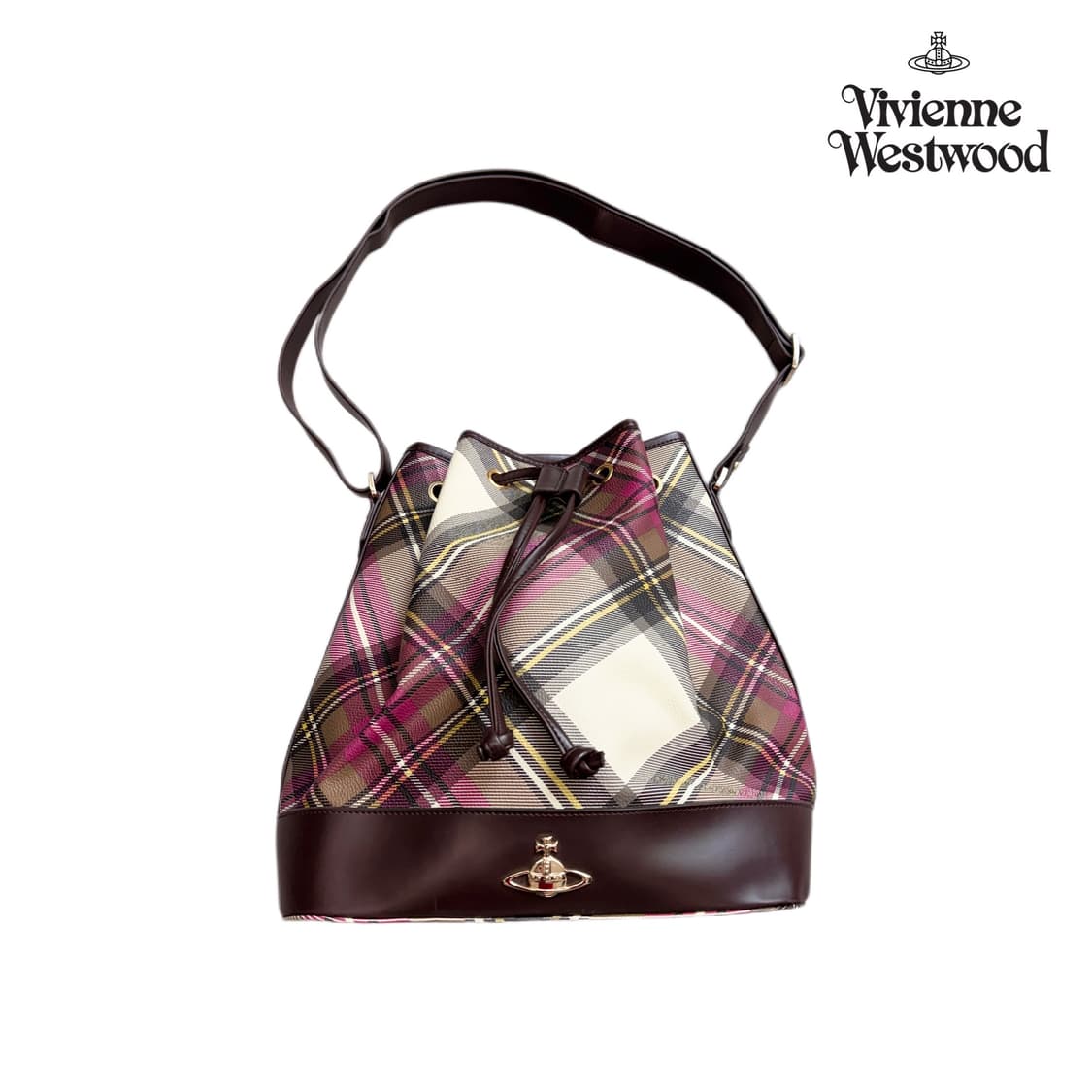 비비안웨스트우드 체크 버킷 숄더백 상품이미지1