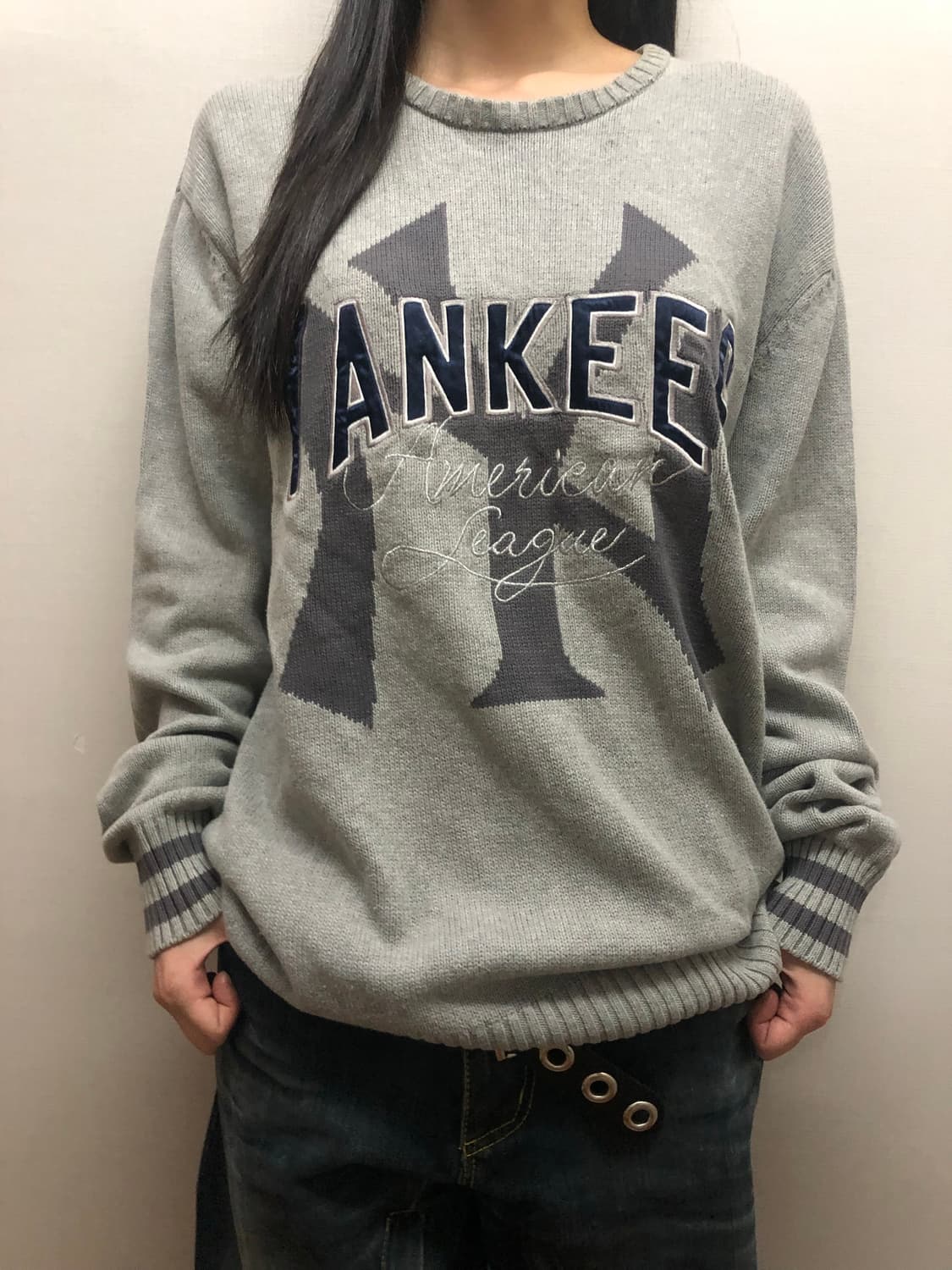 빈티지 mlb 빅 로고 니트 상품이미지1