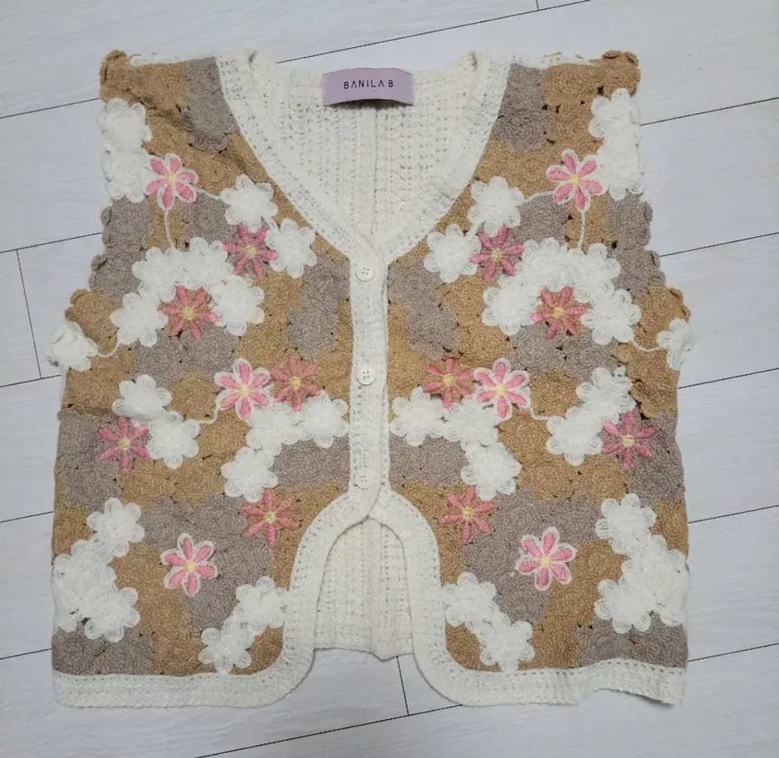 급처새상품!바닐라비 꽃뜨개 니트조끼베스트 리즈리사st레니본st오즈세컨st 상품이미지1