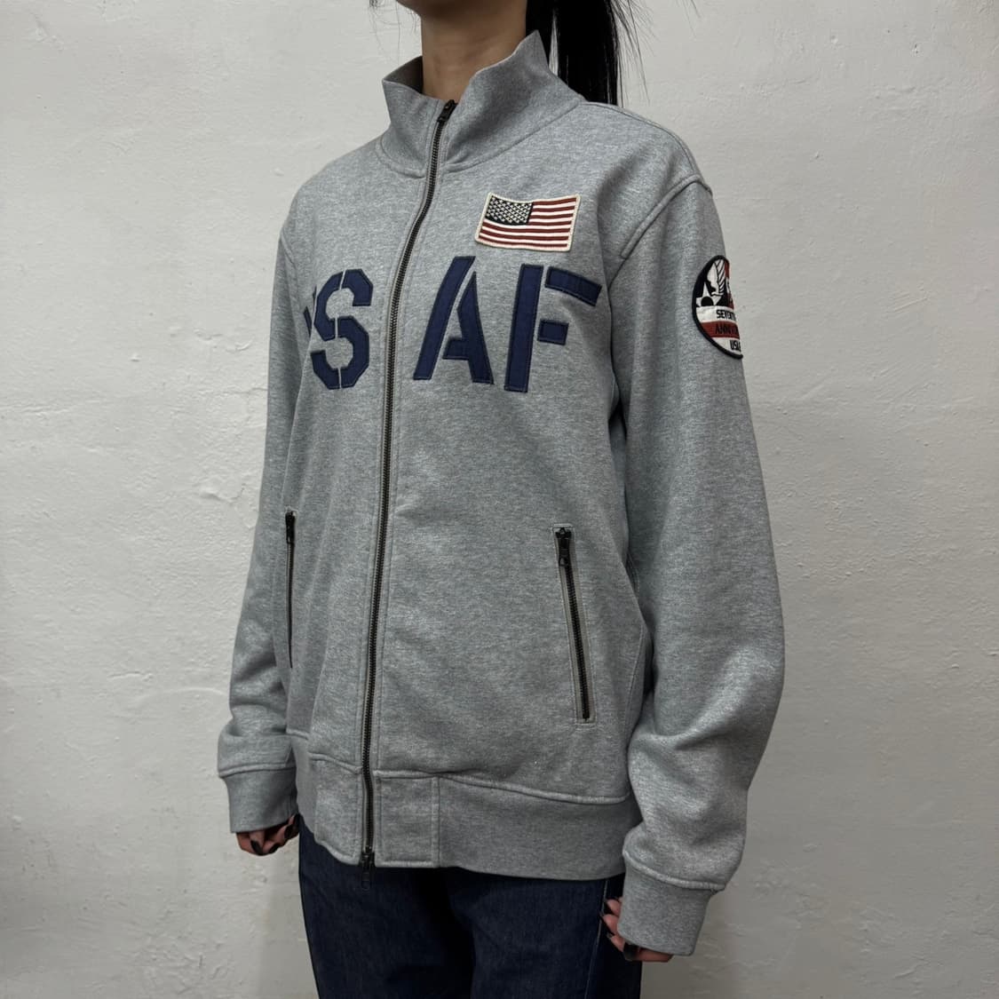 아비렉스(AVIREX) 멜란지 USAF 70TH 하이넥 스웨트 집업  상품이미지1