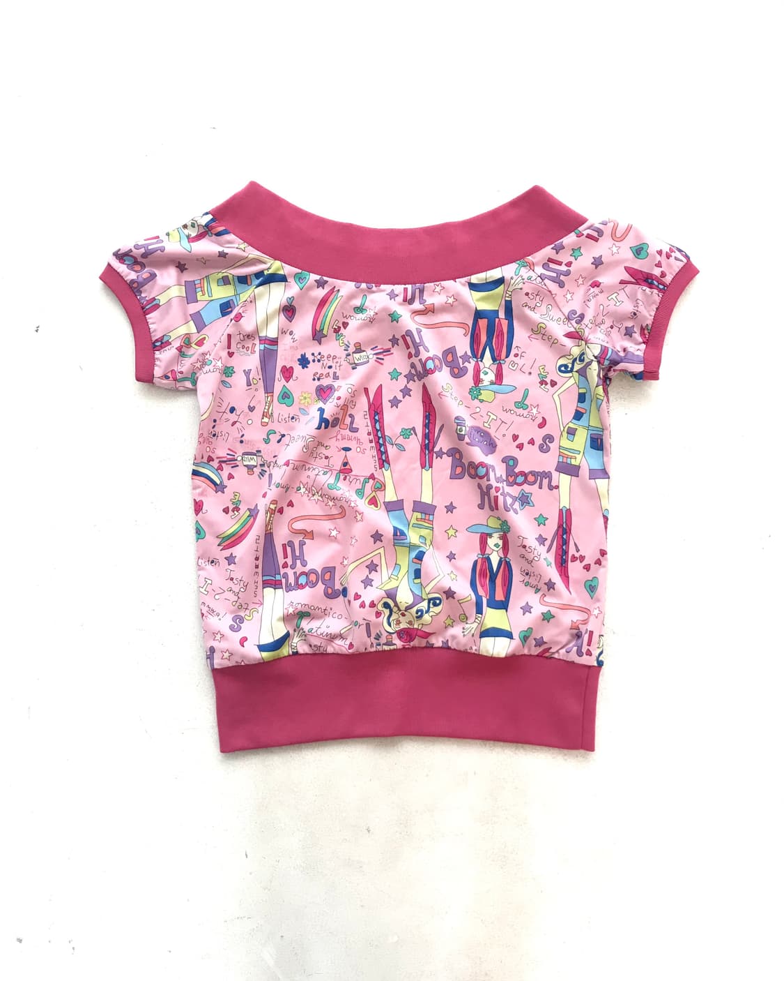 Pink kitsch drawing off-shoulder t-shirt 상품이미지2