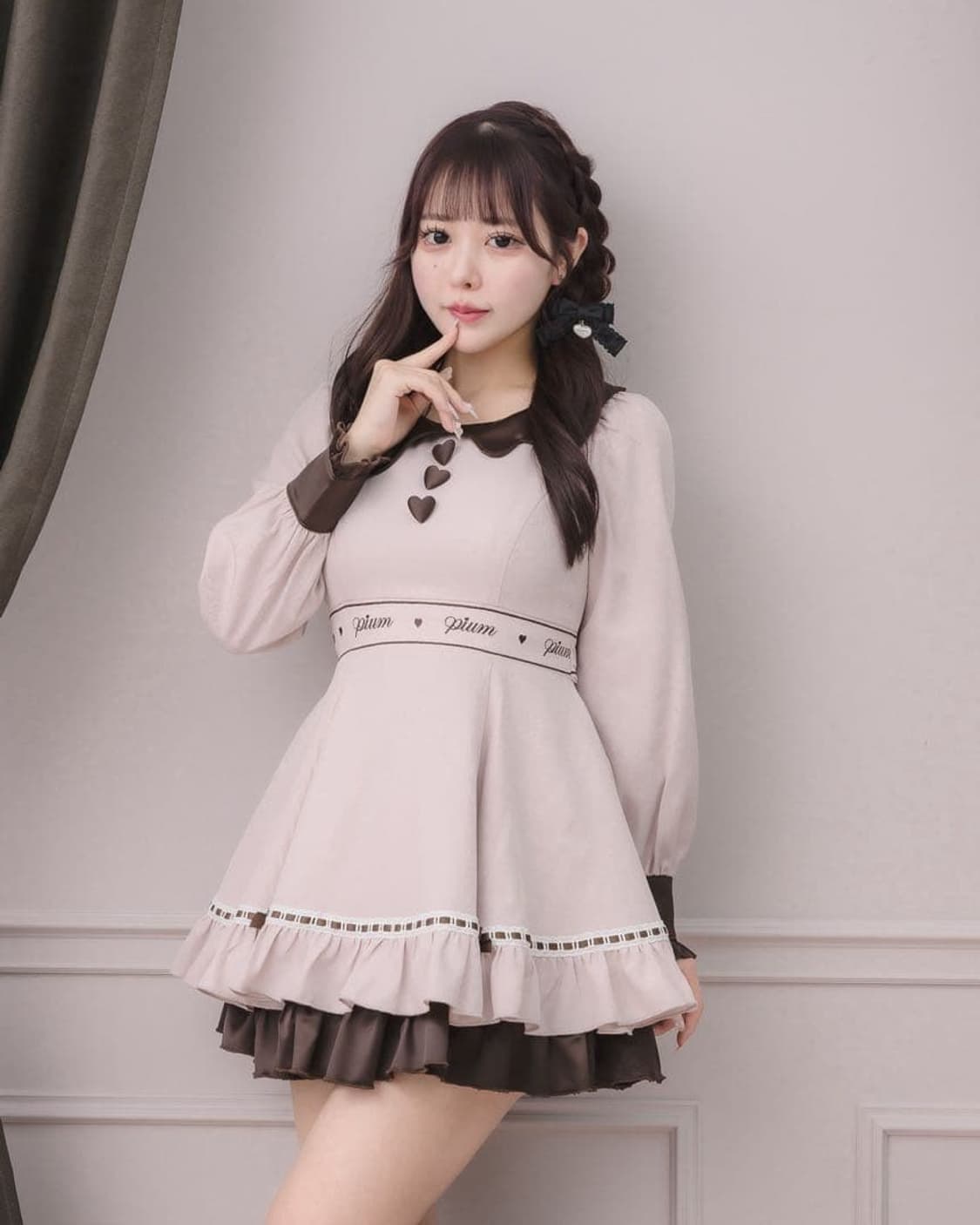 pium 초콜릿 플레어 미니 원피스 히메갸루 라떼갸루 딸기초코 리즈리사 상품이미지1