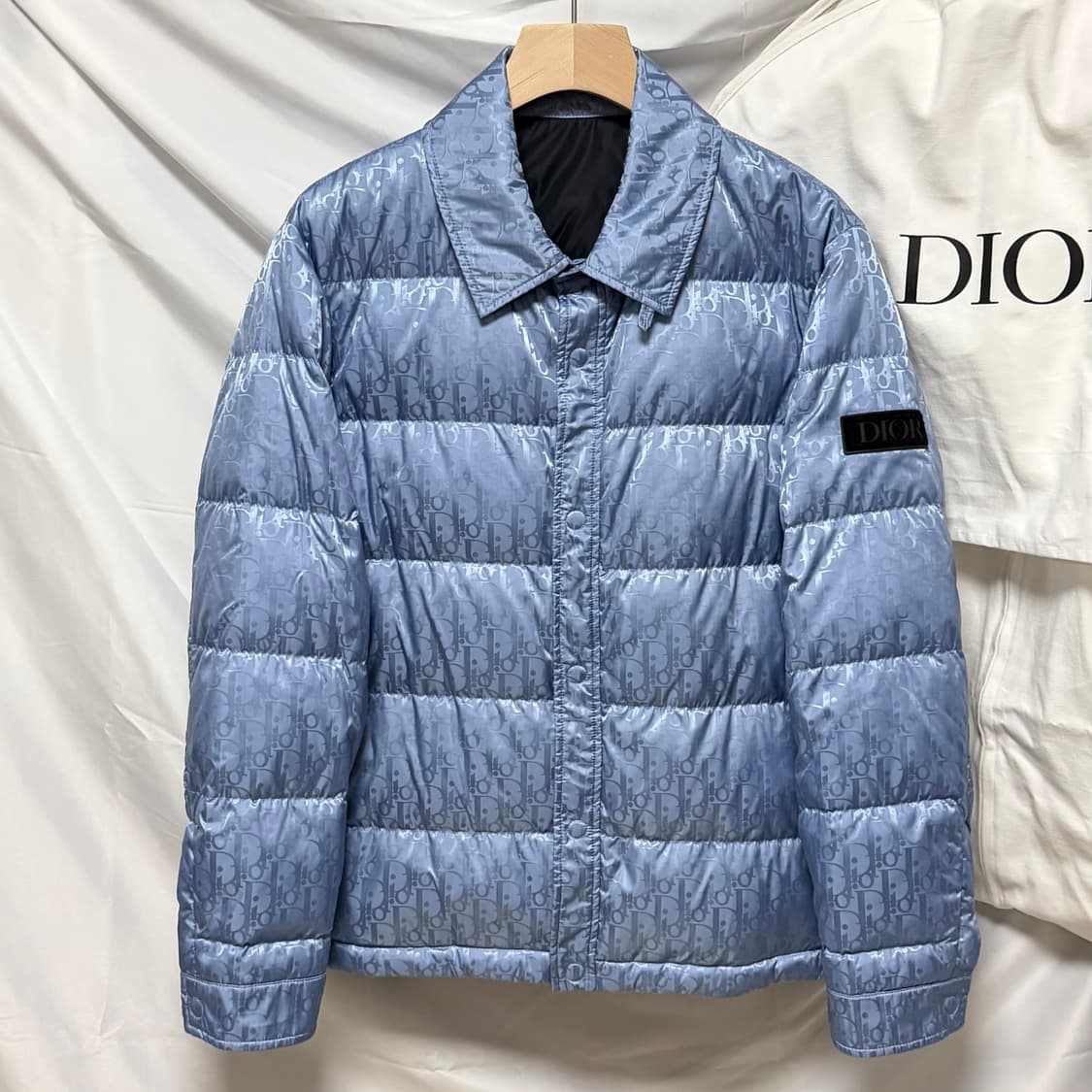 [S+급/48] 디올 오블리크 퀼팅 자켓 패딩 블루 상품이미지1