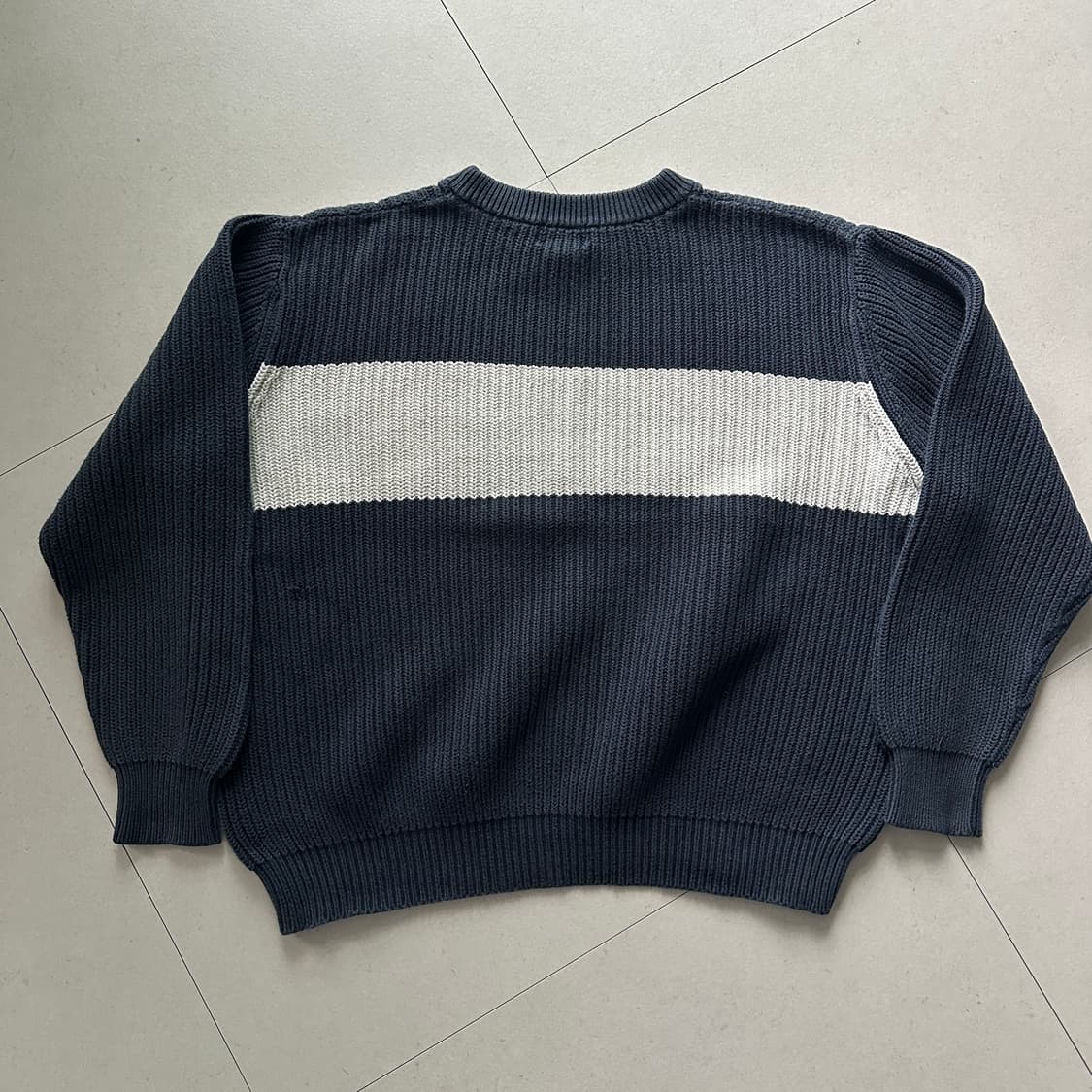 엘엘빈 빈티지 코튼 니트 XL (네이비 배색) 상품이미지5
