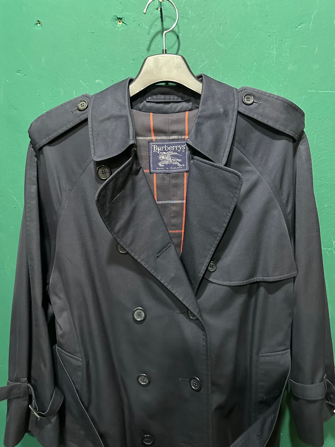 버버리 노바체크 더블트렌치코트 네이비 상품이미지3