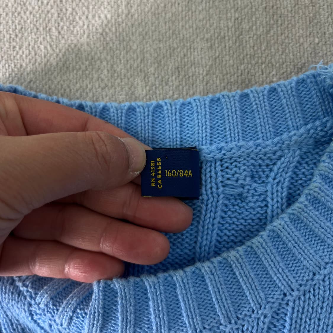 W 95 폴로랄프로렌 스카이블루 스몰포니 꽈배기 반팔 니트 상품이미지3