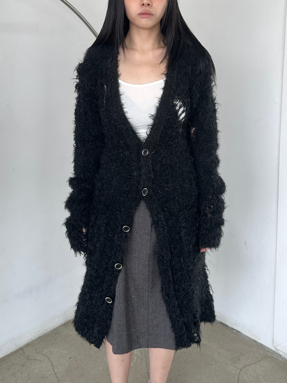 미하라 야스히로 디스트레스 모헤어 울 드레스 상품이미지1