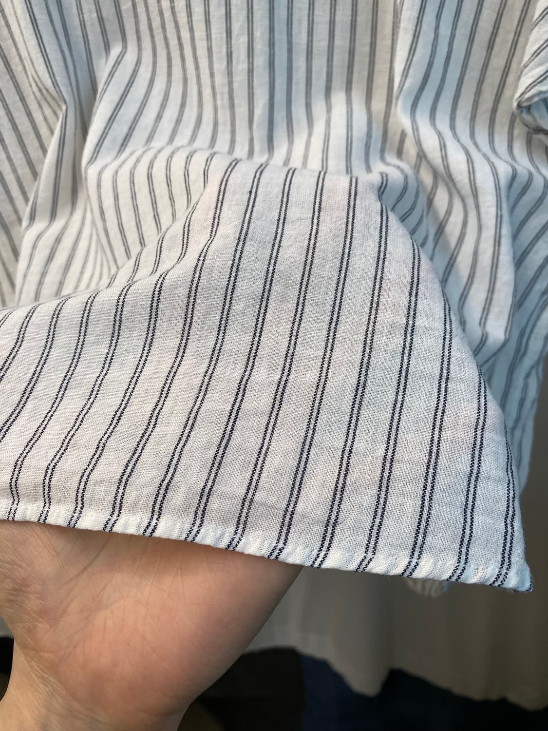 스트라이프 린넨면 반팔블라우스(L) 상품이미지3