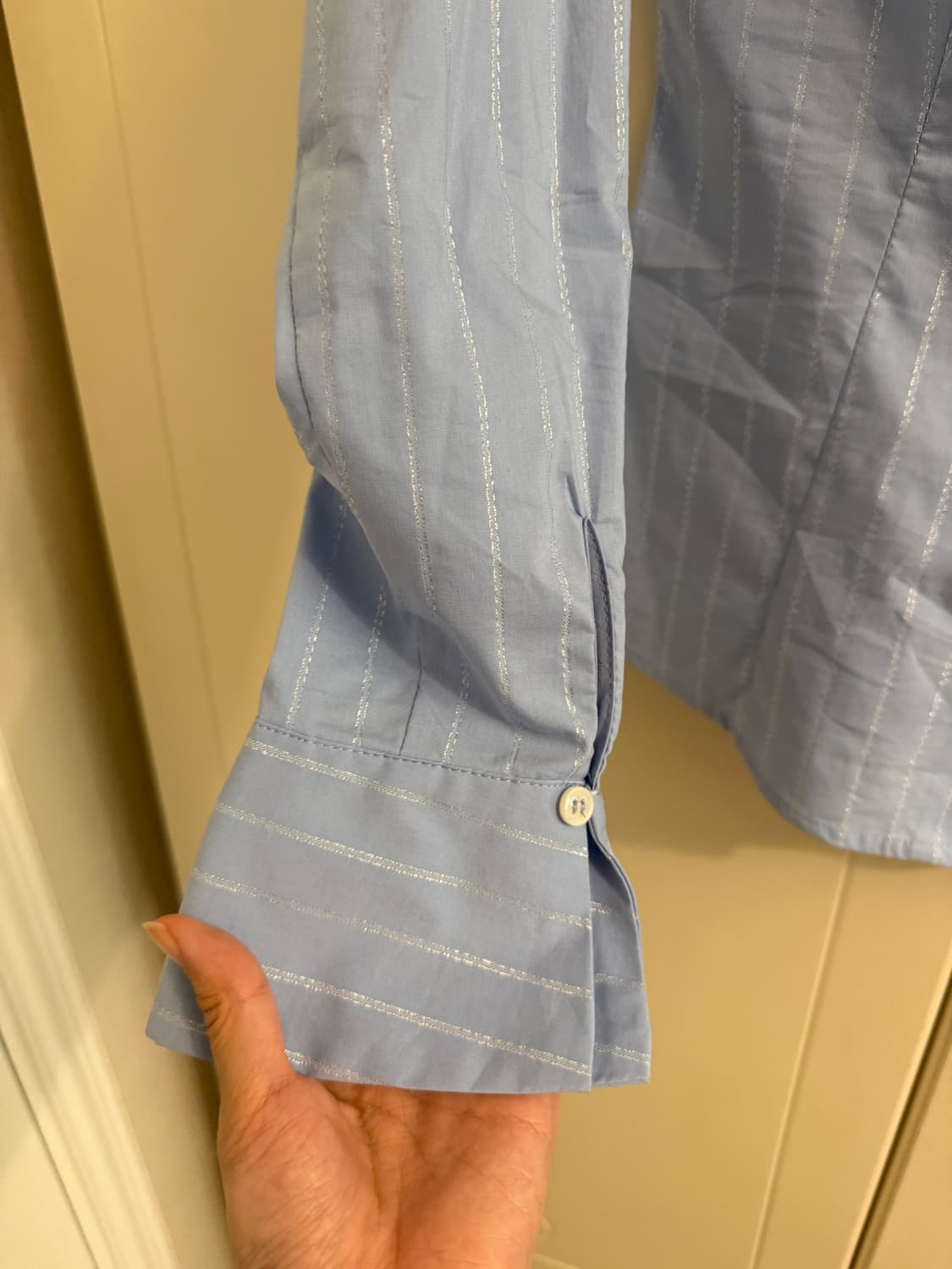 자라 메탈릭 얀 스트라이프 셔츠 S size  상품이미지8