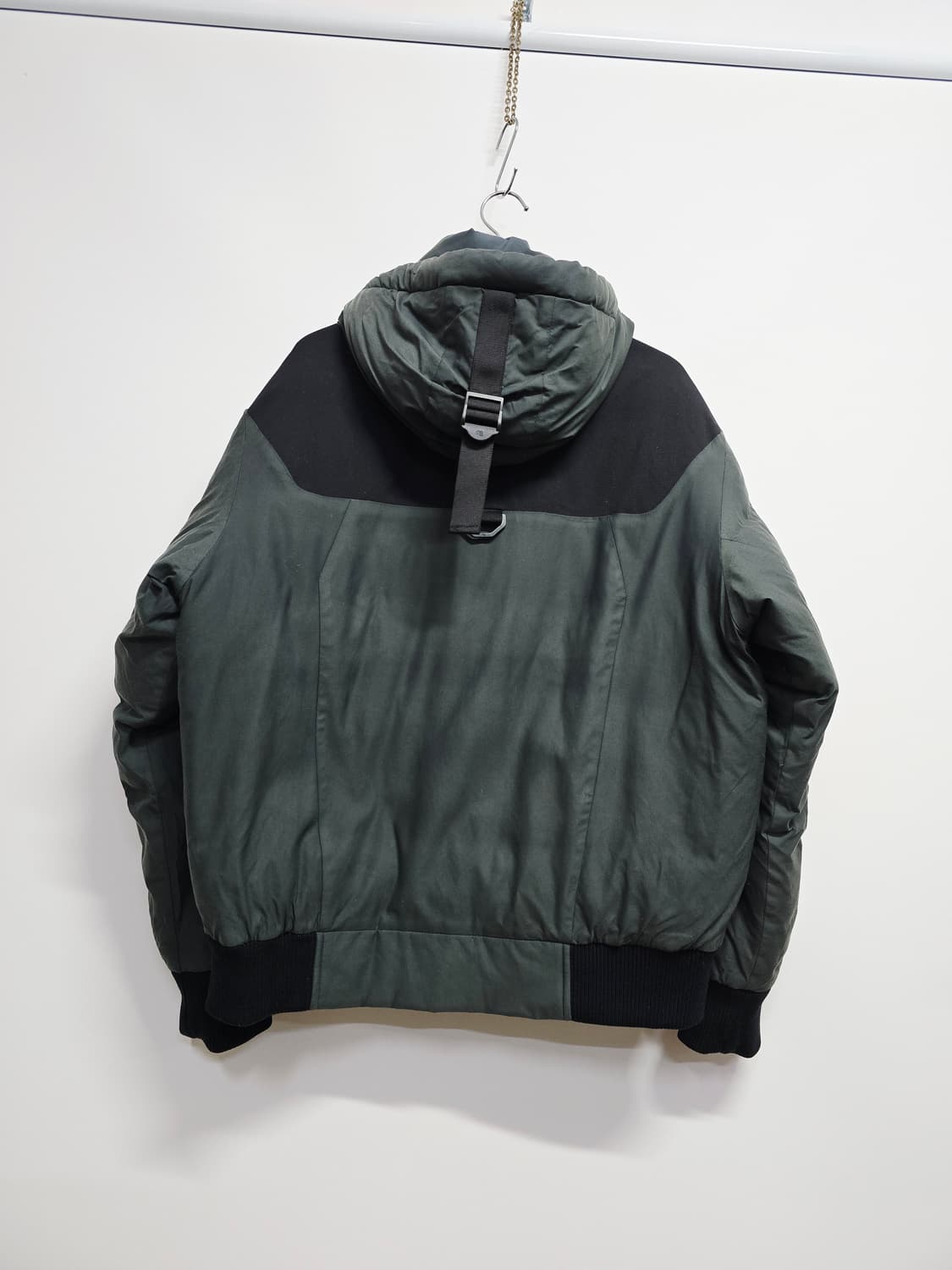 코오롱 후드 구스다운패딩점퍼 블랙/카키 상품이미지5