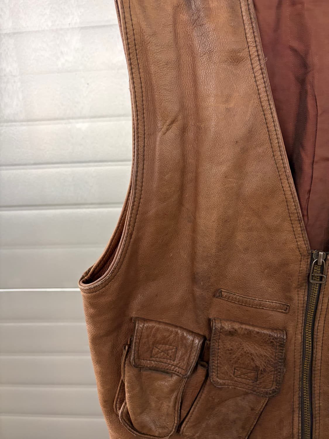 빈티지 리얼레더 헌팅 베스트 XL 상품이미지3