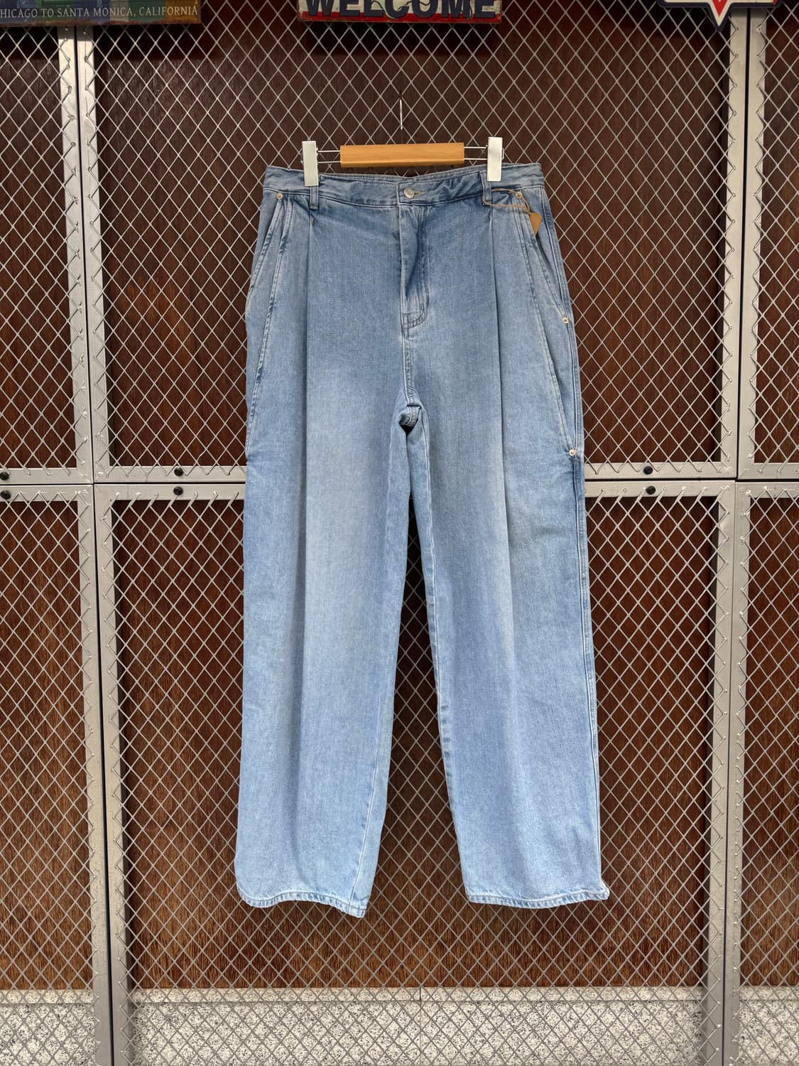 satur 세터 와이드 연청 핀턱 이중 포켓 데님 팬츠 L 상품이미지1