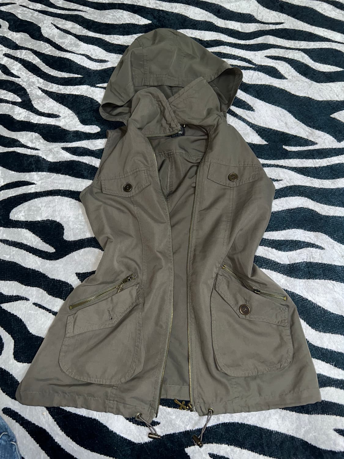 일본빈티지 y2k 그런지페어리 십자가 카키야상조끼 오네갸루파우닝133 상품이미지7