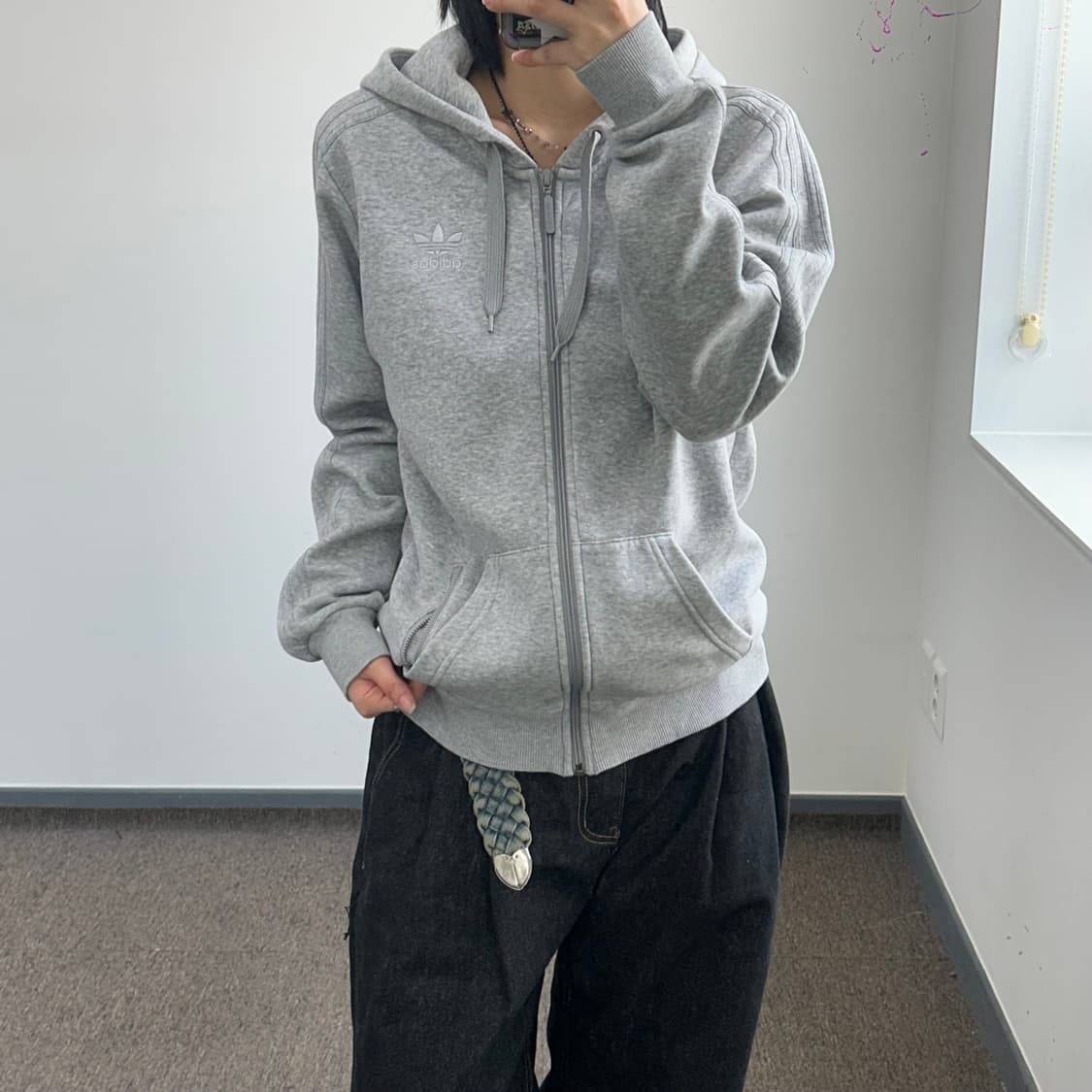 Adidas 파이어버드 트랙 그레이 후드집업 상품이미지2