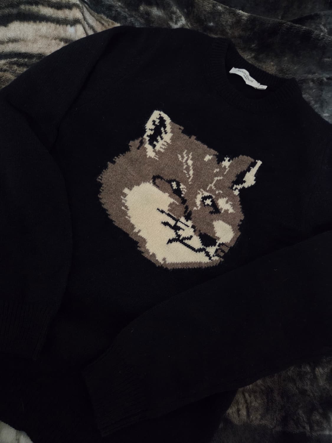 메종키츠네 빅폭스헤드 블랙 니트 S 상품이미지1