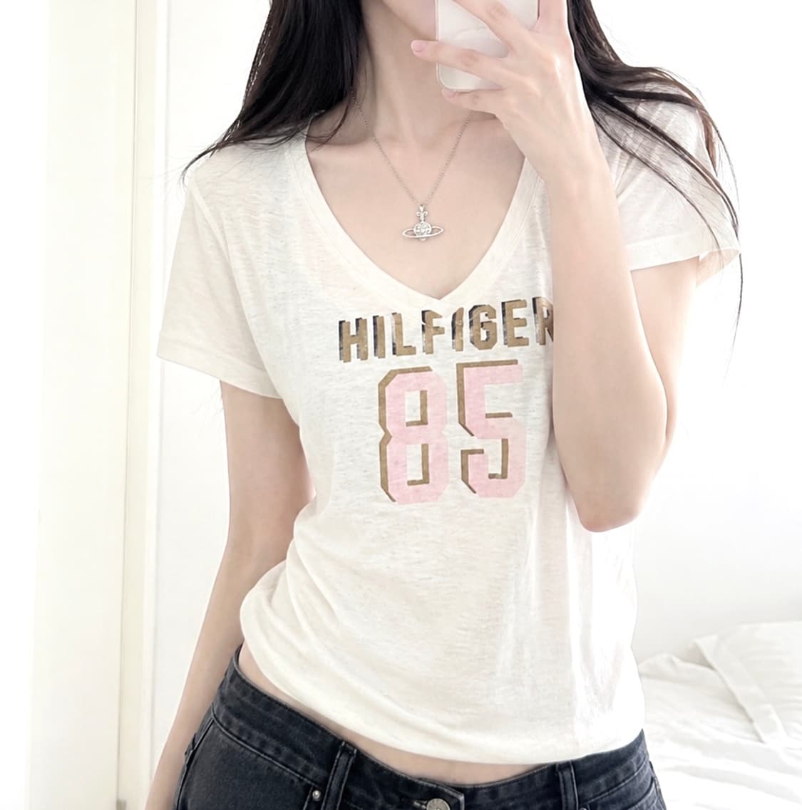 유일매물 타미힐피거 브이넥 반팔 S 상품이미지1