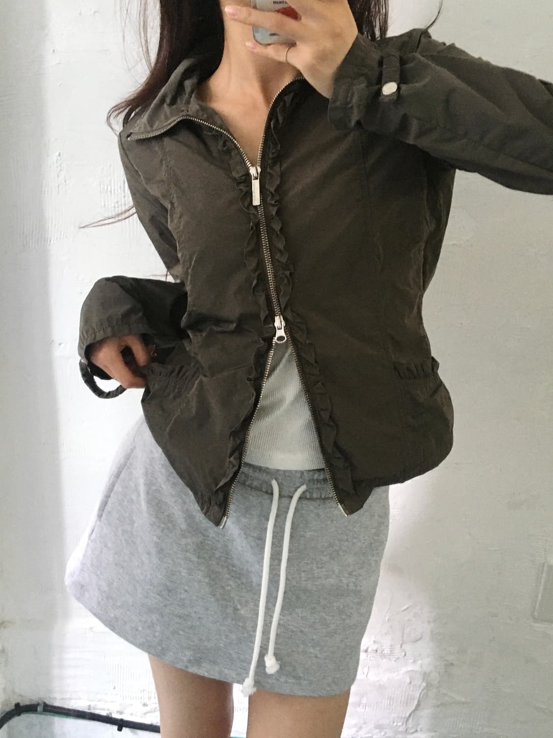Armani Jeans 아르마니 진스 브라운컬러 프릴디테일 폴리 자켓 상품이미지2