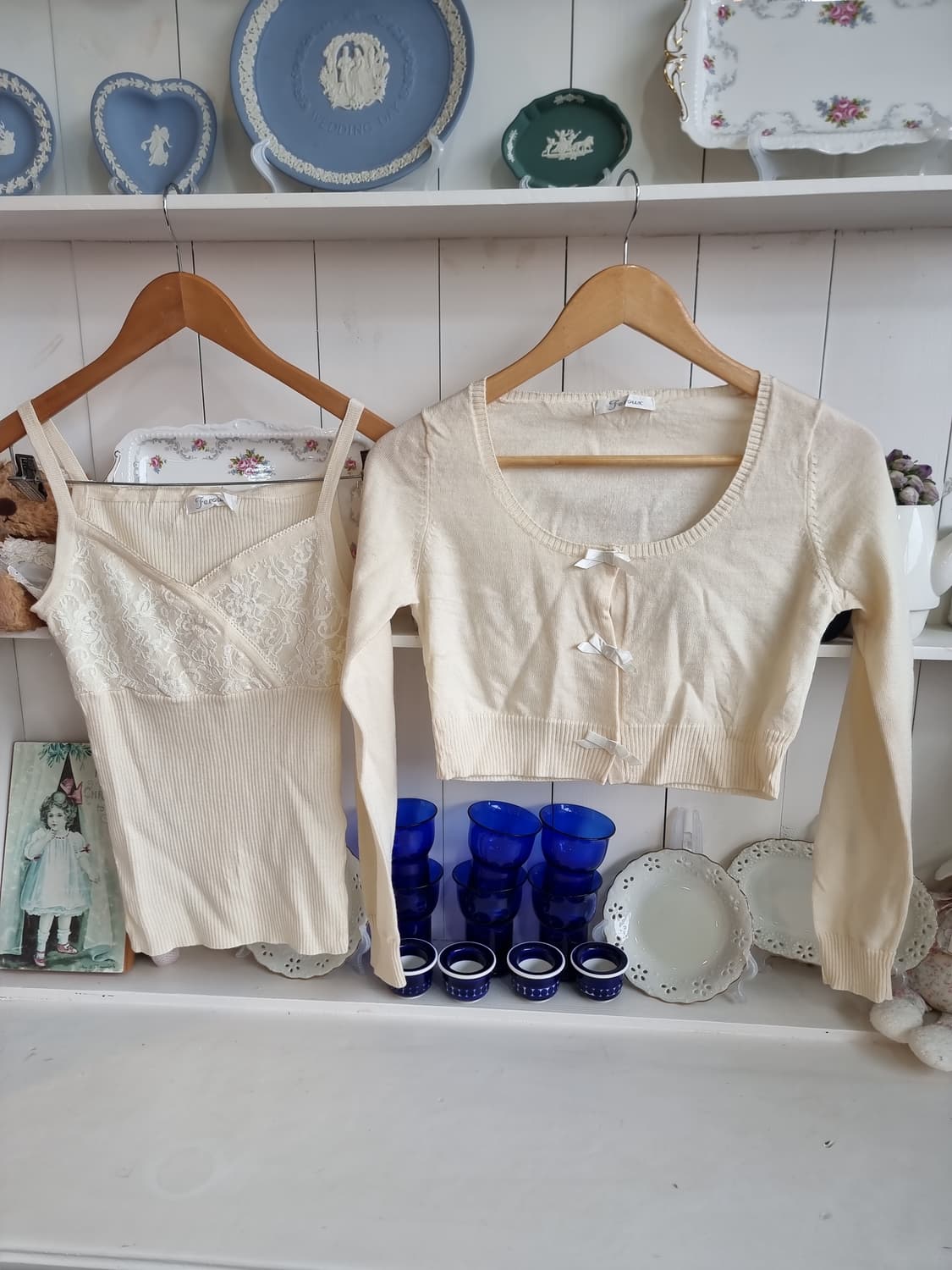 크롭 가디건+나시 세트 상품이미지1