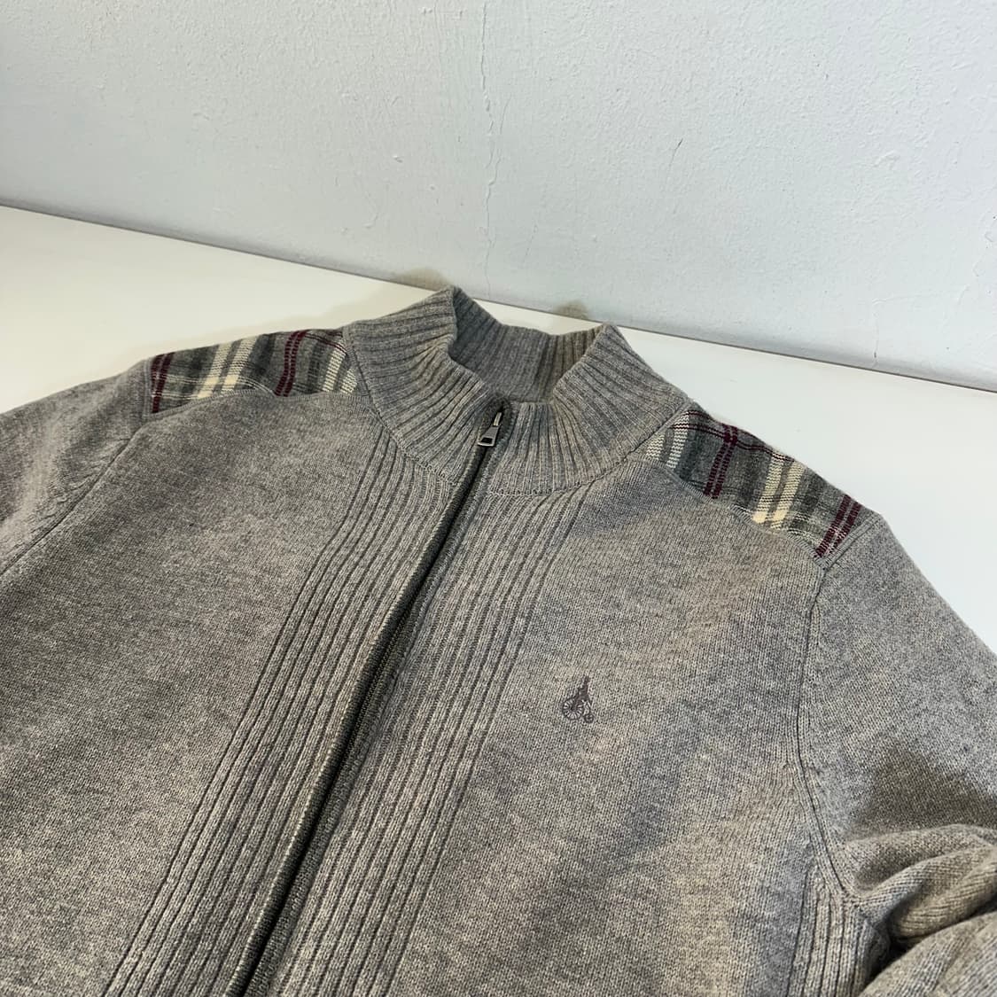 105 빈폴 그레이 엘보우패치 니트집업 상품이미지1