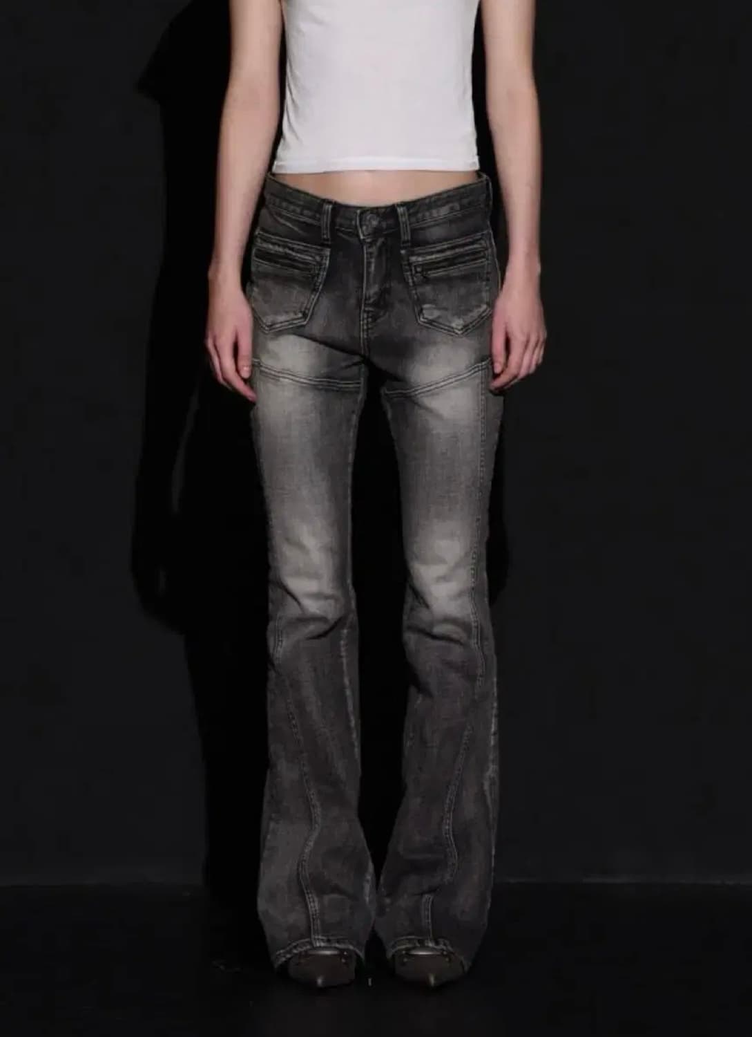 택O새상품) 보헤미안서울 프론트 포켓 부츠컷 데님팬츠 그레이 S 상품이미지1