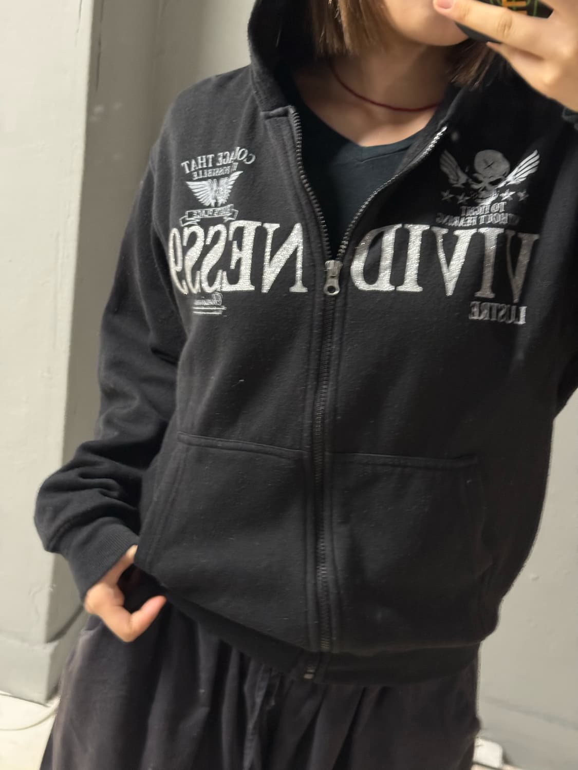 back skull printing hood zip-up 상품이미지3
