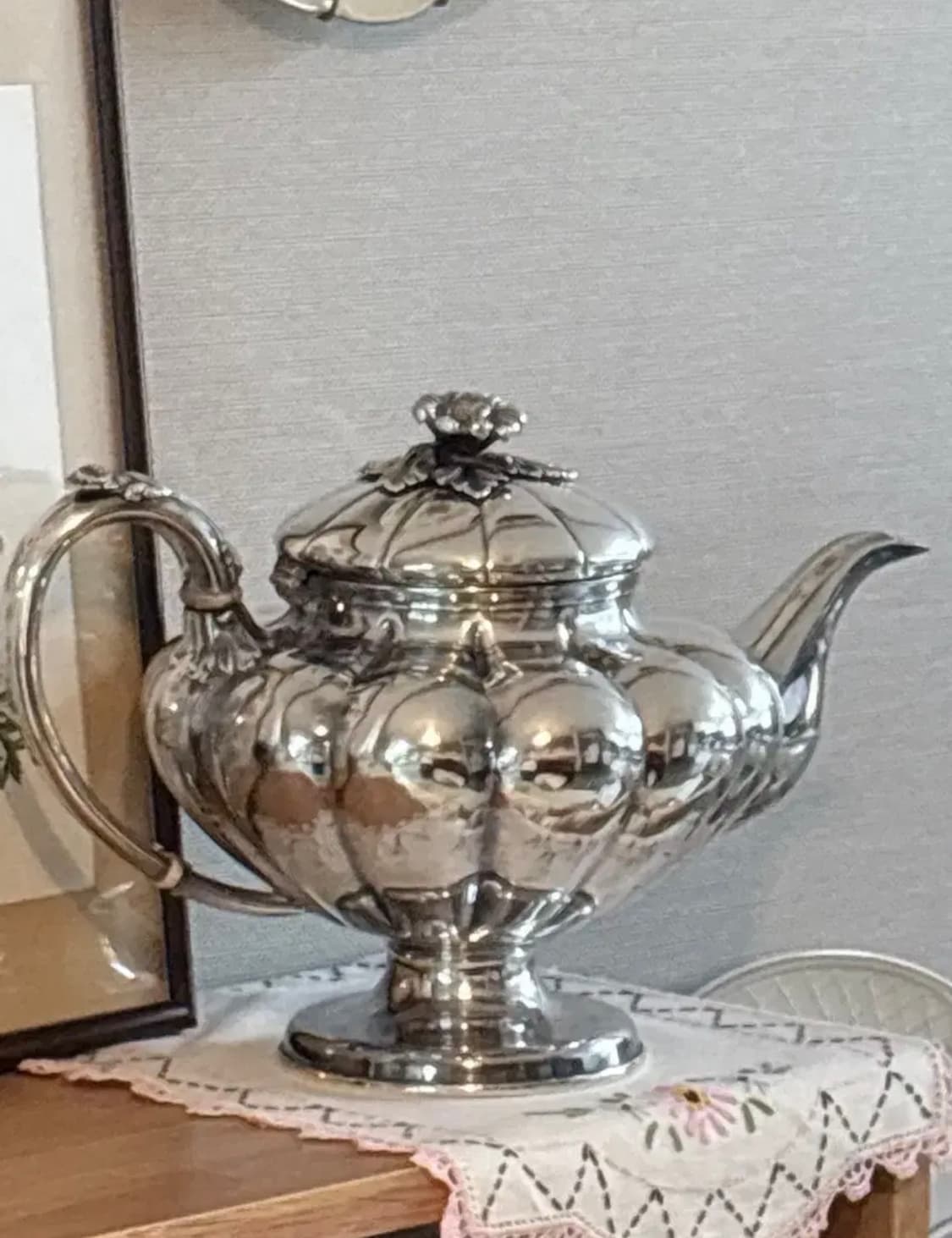 앤틱 풋티드 호박 실버플레이트 티팟 상품이미지4