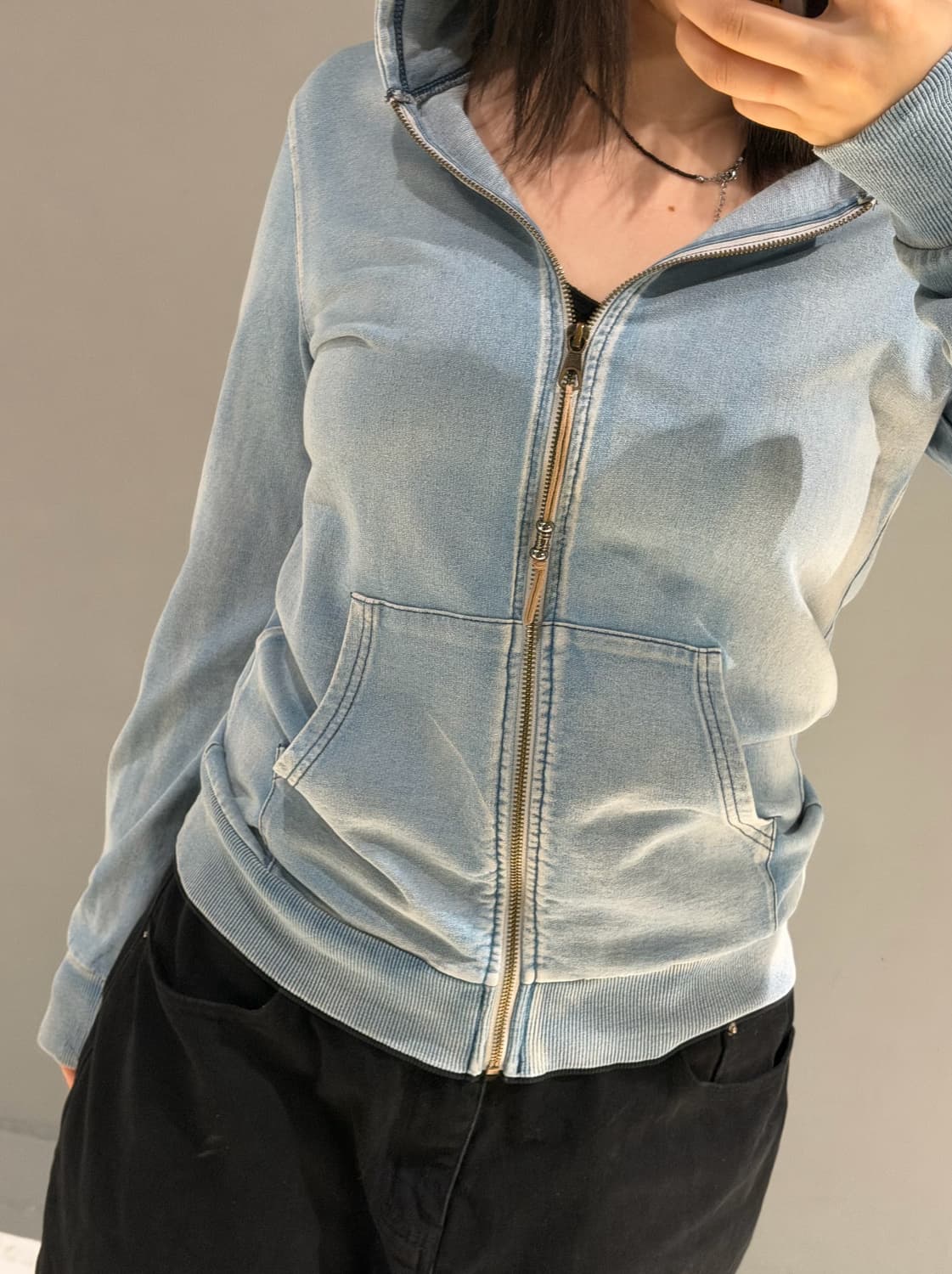 Cook jeans denim washing hood zip-up 상품이미지3