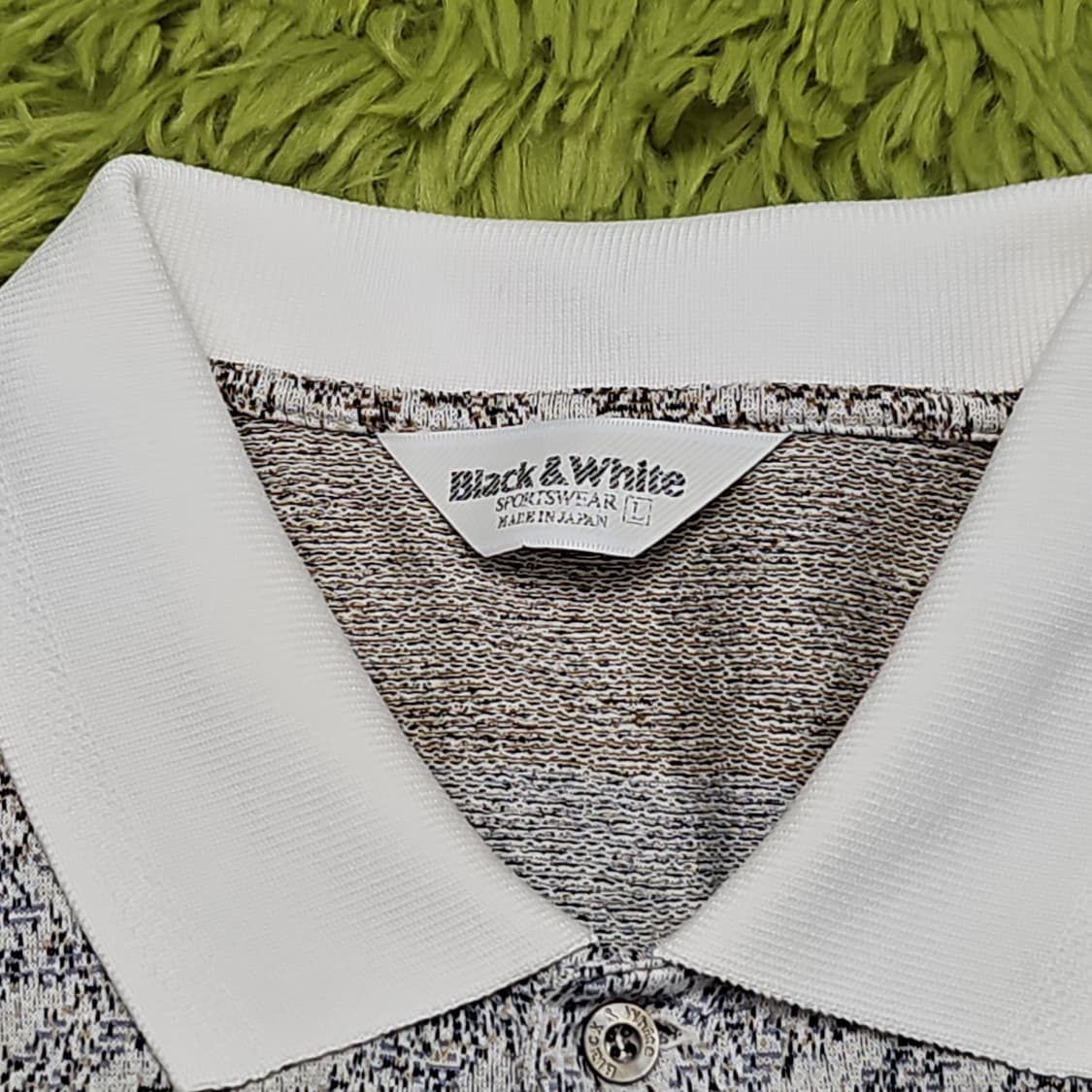 블랙앤화이트 패턴 반팔 카라티 L(XL추천) 상품이미지3