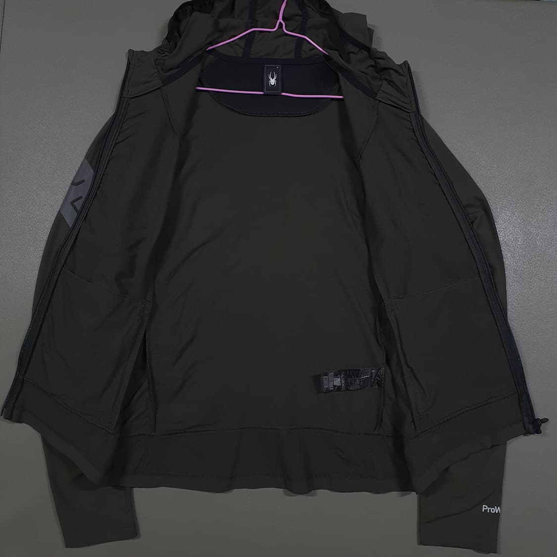 스파이더 신형 22FW 러닝 프로웹 후드 집업 바람막이 나일론 자켓 카키 상품이미지6