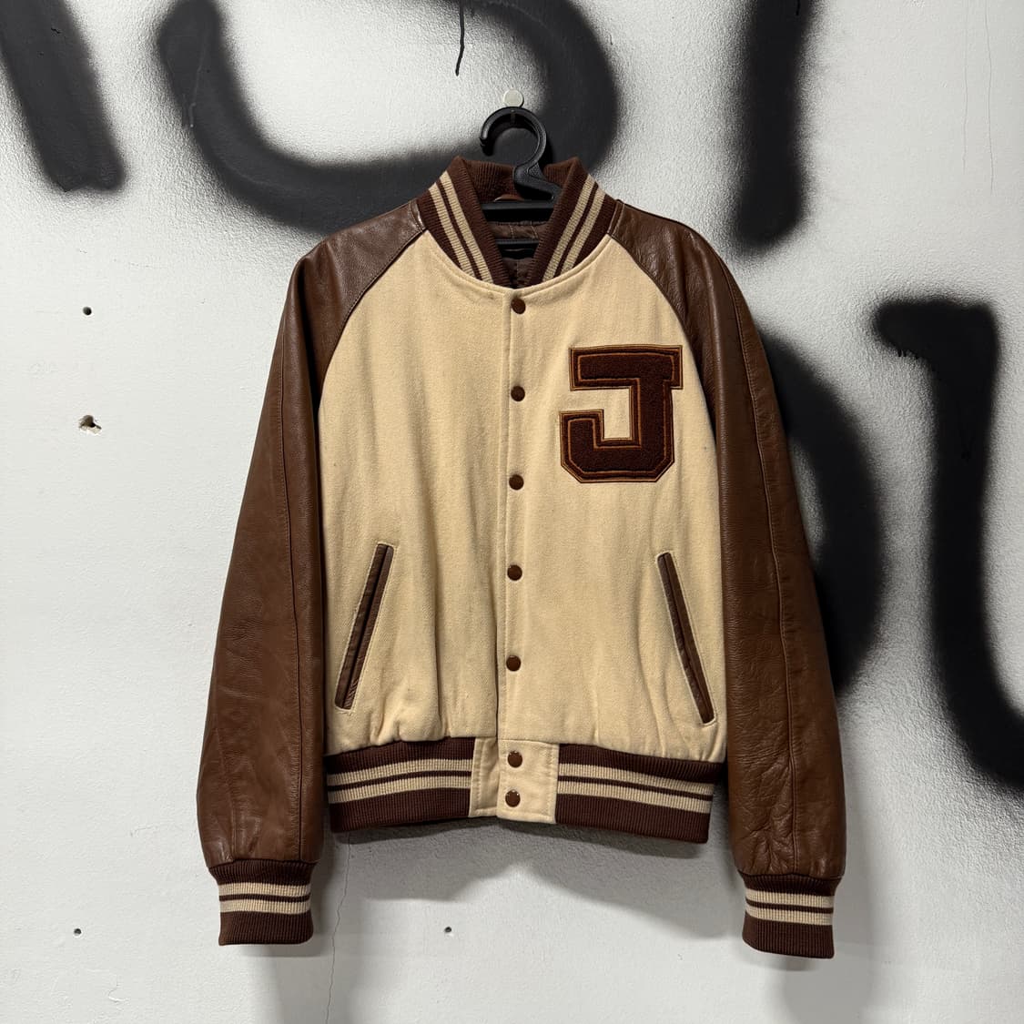 VTG 빈티지 올드스쿨 레더암 멀티 패치 바시티 자켓 상품이미지1