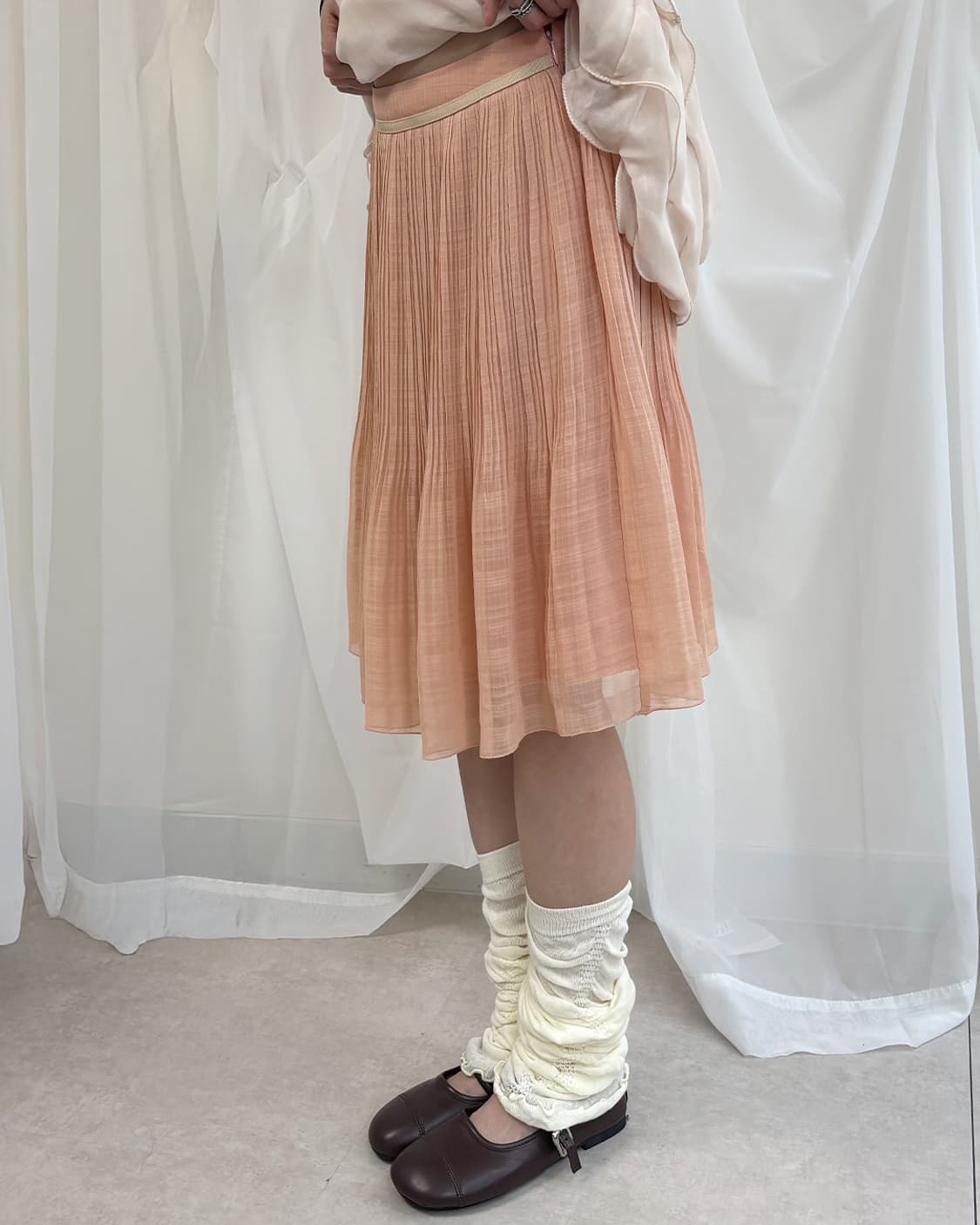 SOUP blush veil pleats midi skirt 상품이미지2
