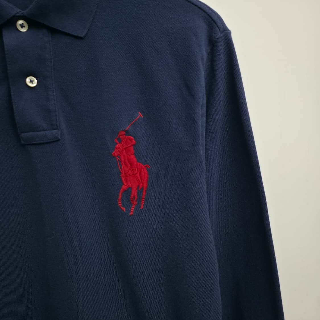 [M] 폴로 랄프로렌 빅포니 긴팔 카라티 네이비 상품이미지4