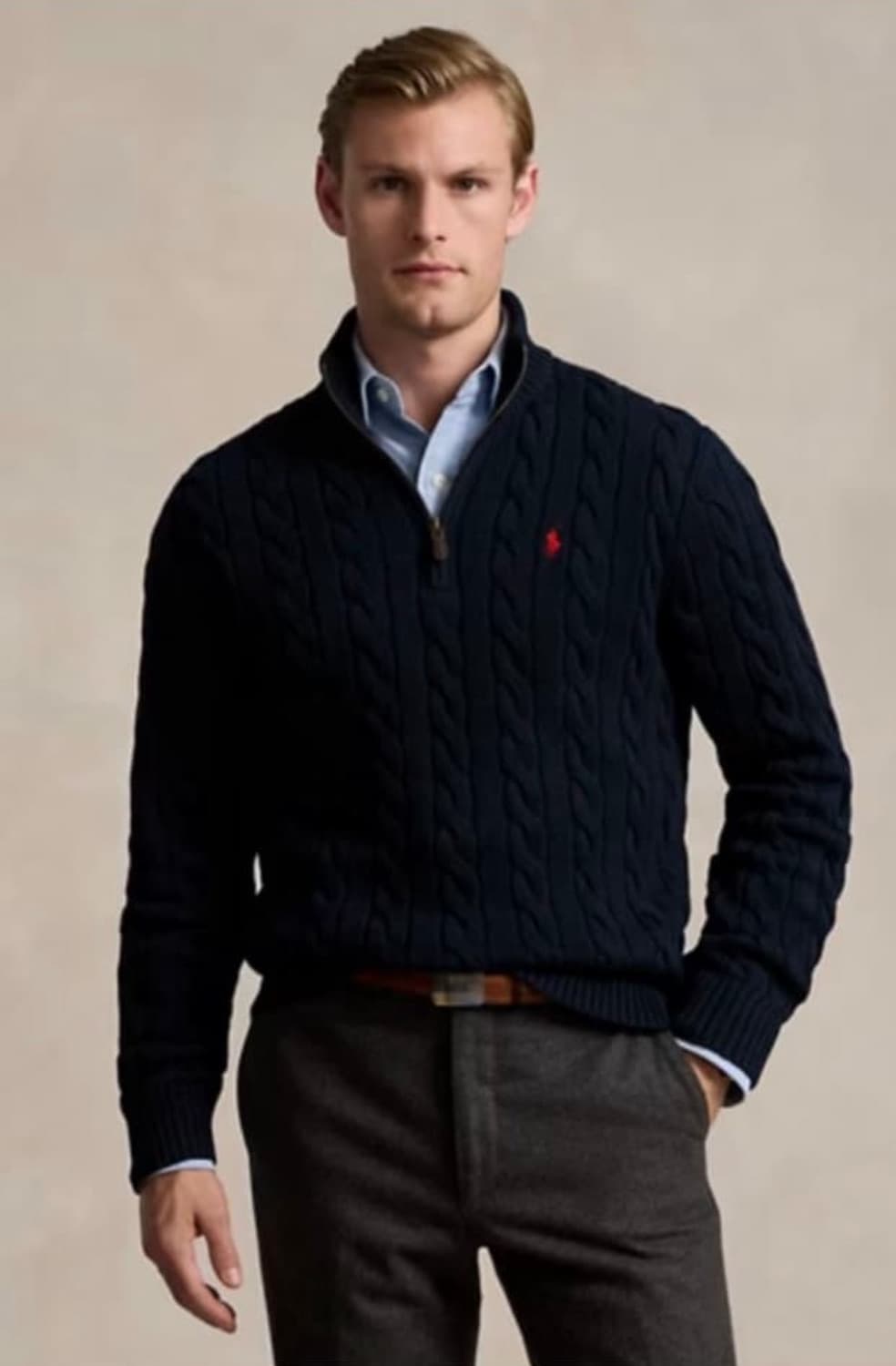 폴로 네이비 반집업 니트 m 사이즈 상품이미지1