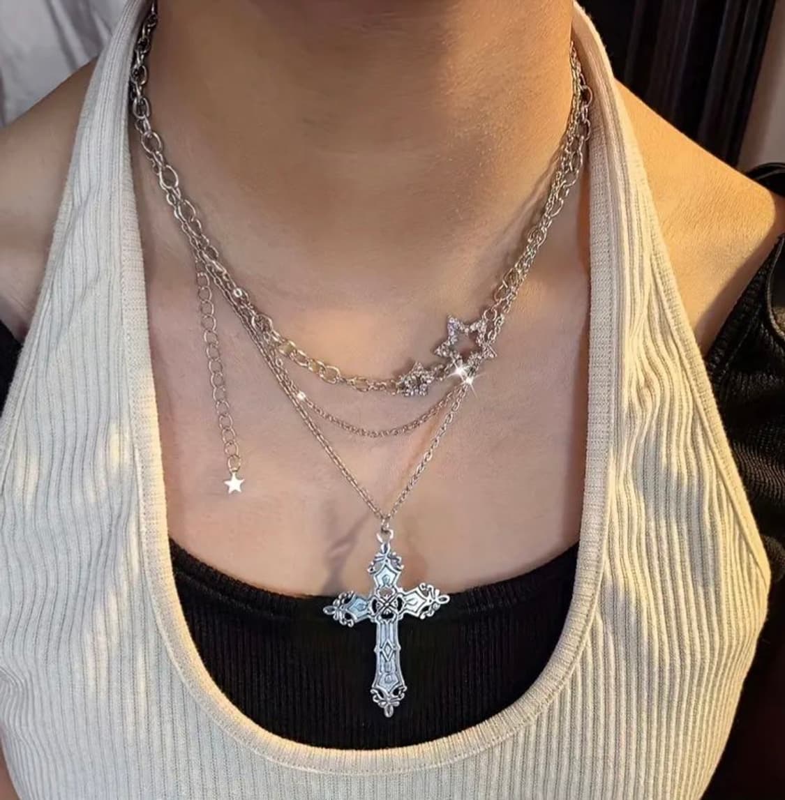스테인레스 크로스 빈티지 목걸이 상품이미지1
