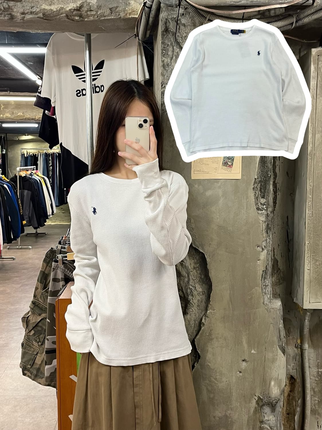 폴로 랄프로렌 와플 긴팔티 화이트 M #csz998 상품이미지1