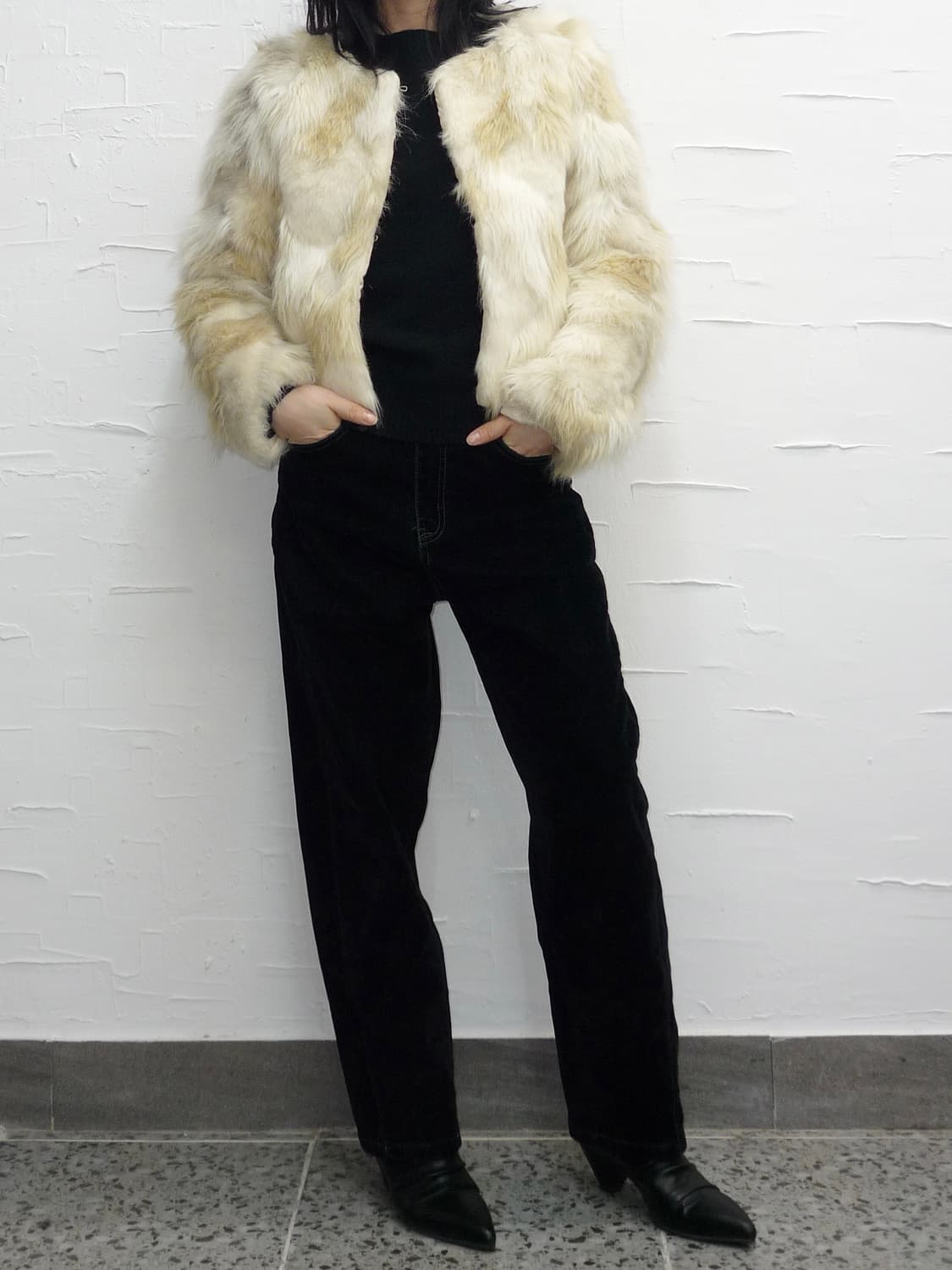 White ivory fur jacket 상품이미지2