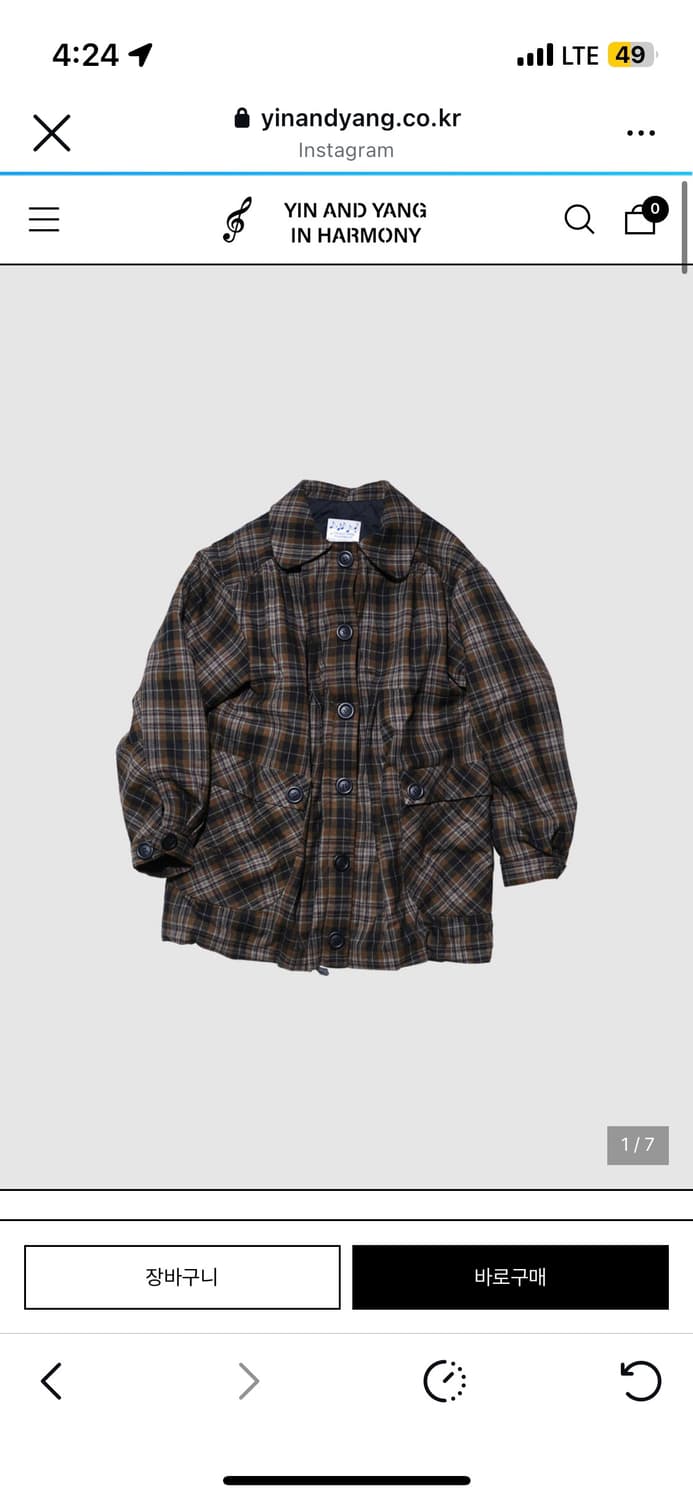 인앤양인하모니 머플러코트 체크코트 coat 상품이미지1