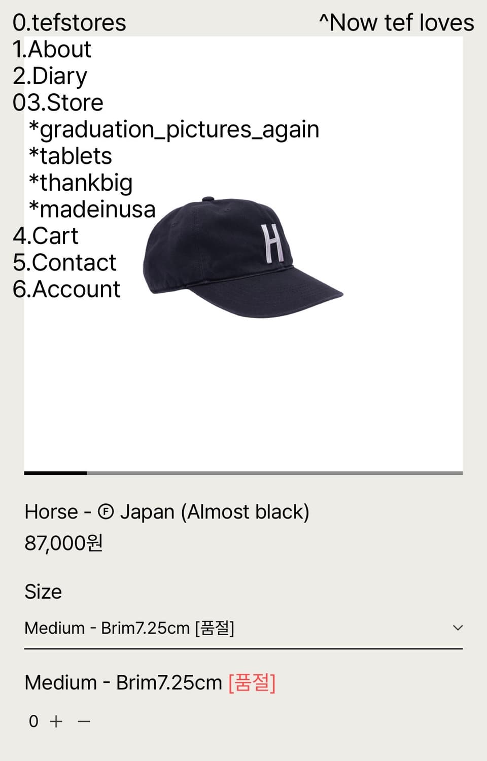 새 상품- 테프스토어즈 볼캡 (M사이즈)Almost black 상품이미지1