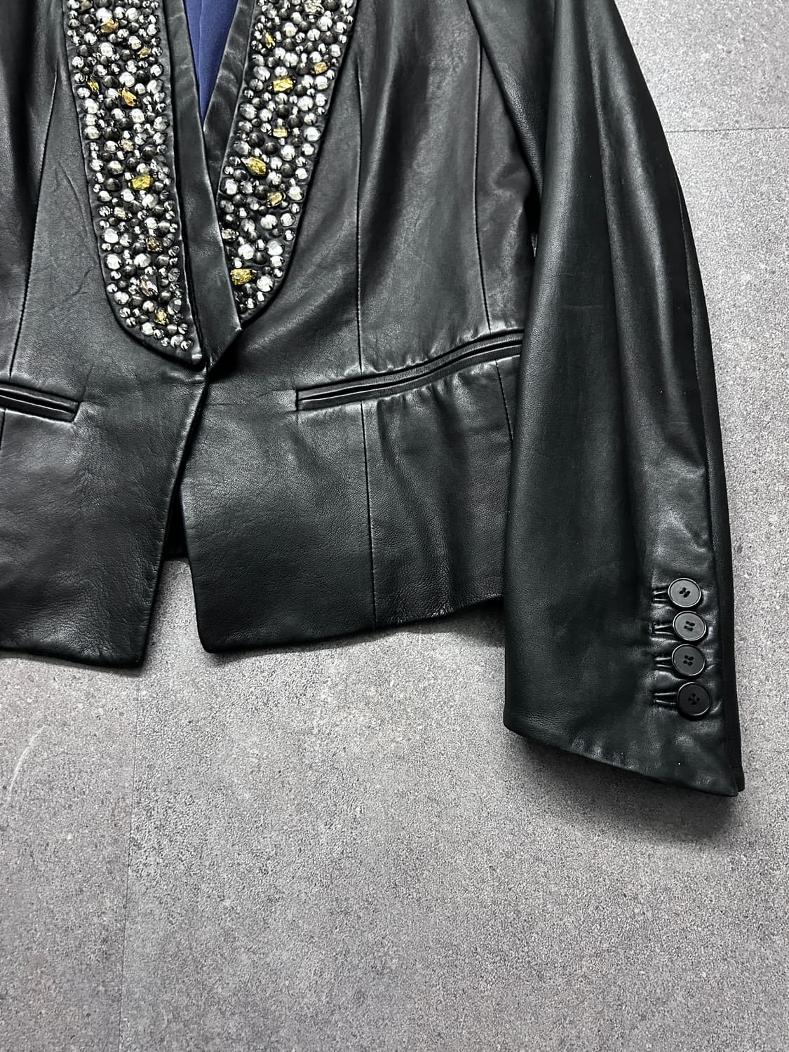 타임 스톤 큐빅 라펠 램스킨 자켓 상품이미지5