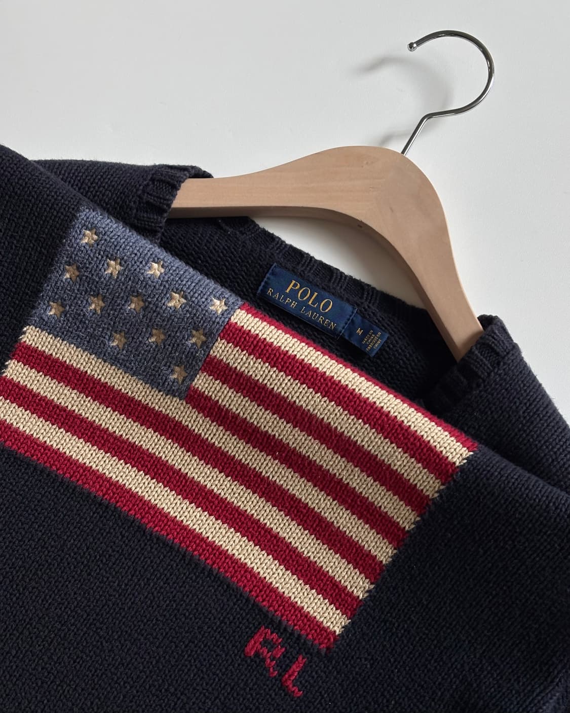 Polo 폴로 랄프로렌 신형 성조기자수 네이비컬러 크루넥 니트 상품이미지1