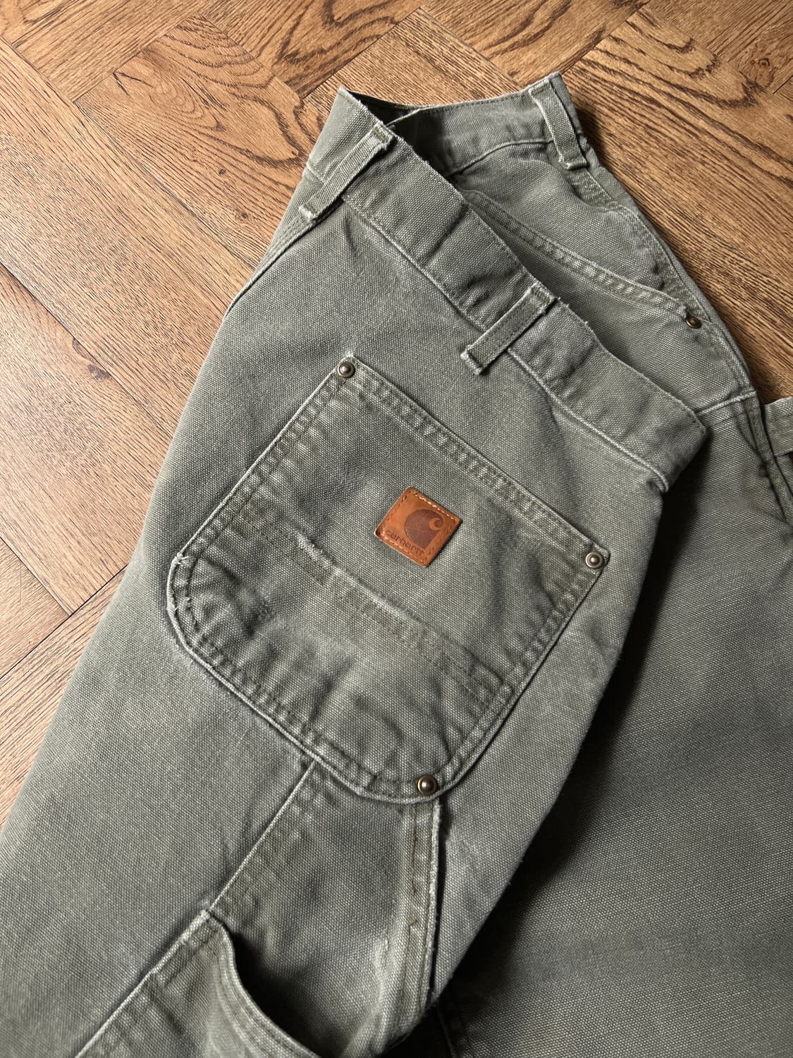 [36]칼하트 USA 빈티지 워싱 모스그린 더블니 워크 팬츠 상품이미지6